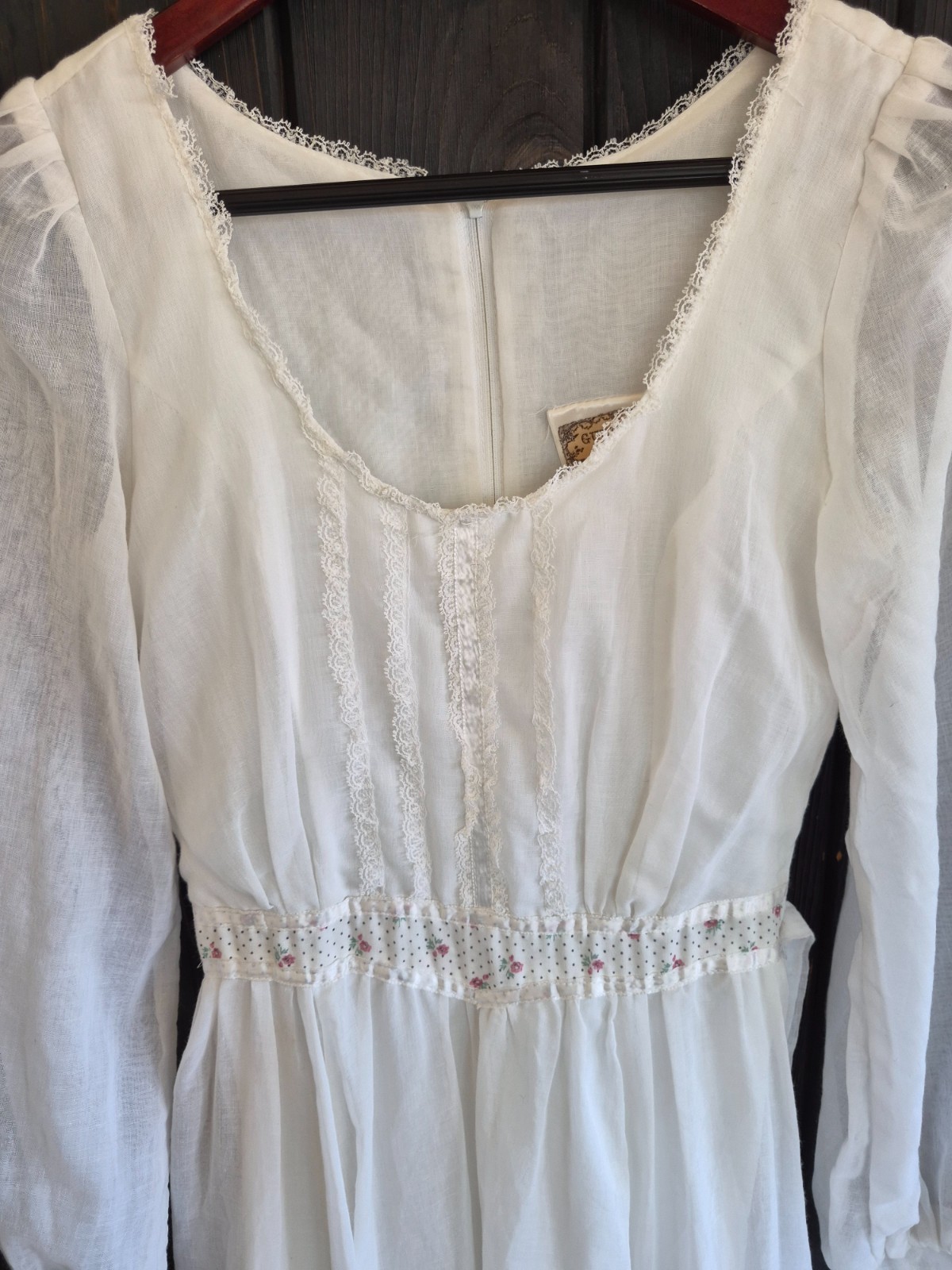 Gunne Sax Jessica McClintock Boho Cottage Core Maxi Dress Long Sleeve Ruffle 7