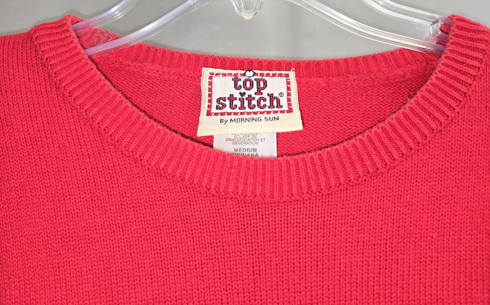 Women’s Vintage Top Stitch By Morning Sun Red Sweater W/ White Emb Tree Size MED