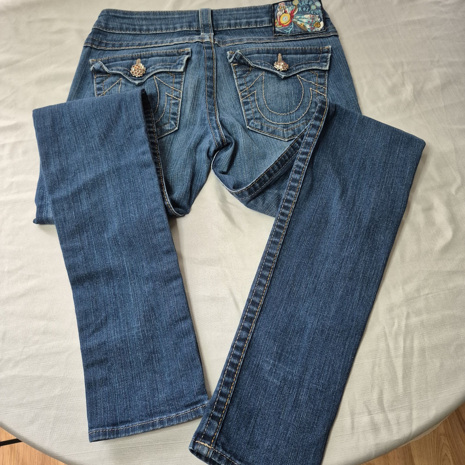 The True Religion Y2K womens 28×39 Becky Reclaimed Bootcut Dark Wash Jeans