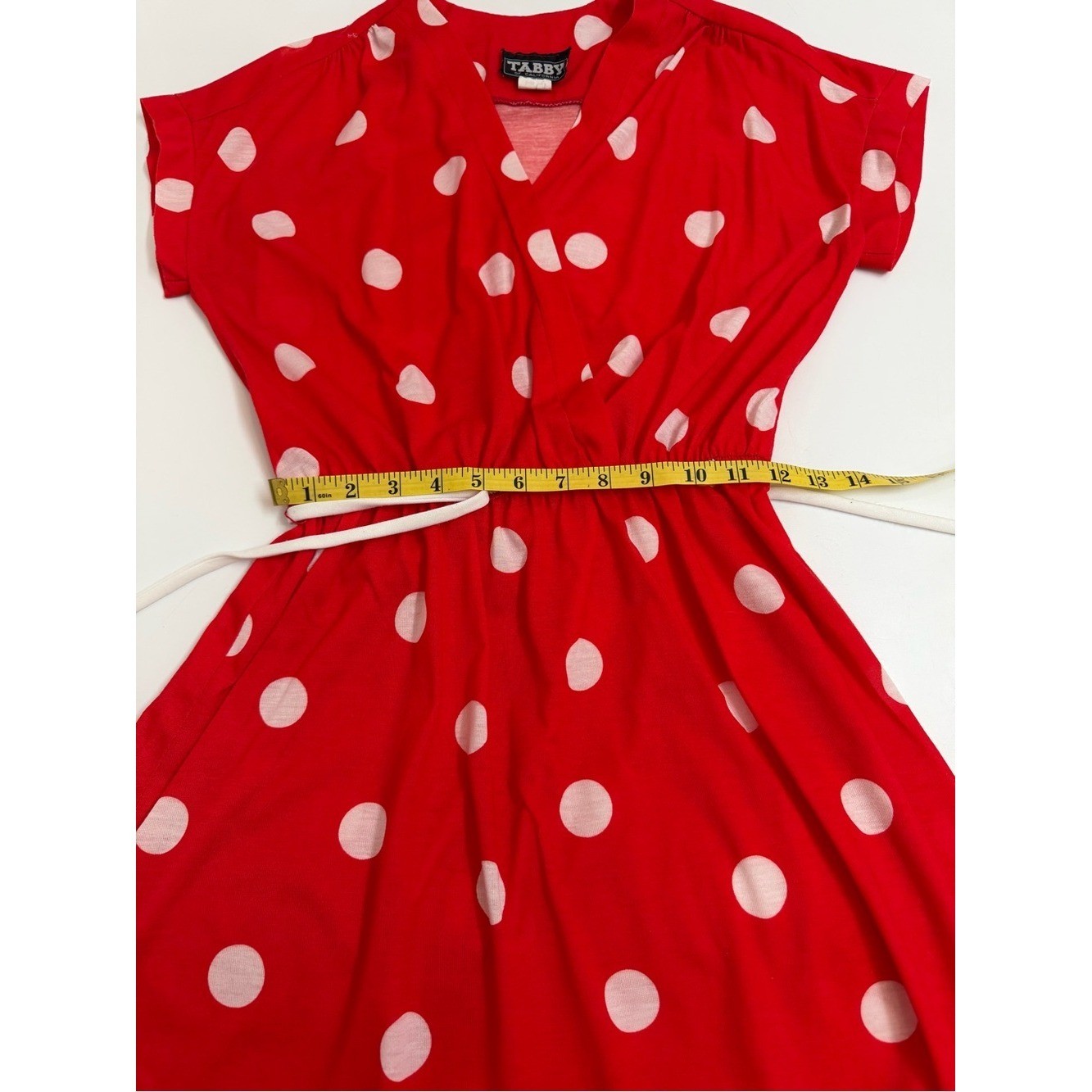 Tabby of California Vintage 80s Red White Polka Dot Midi Dress Retro Size 10