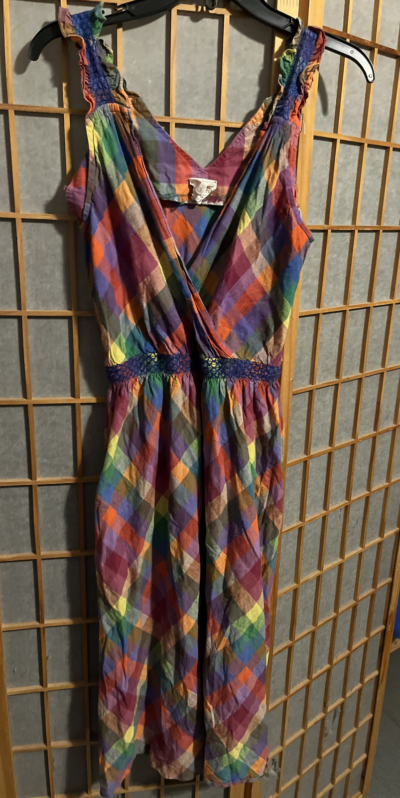 Vtg Terri Juniors California Plaid Colorful Maxi Dress Style 4833 Size 11