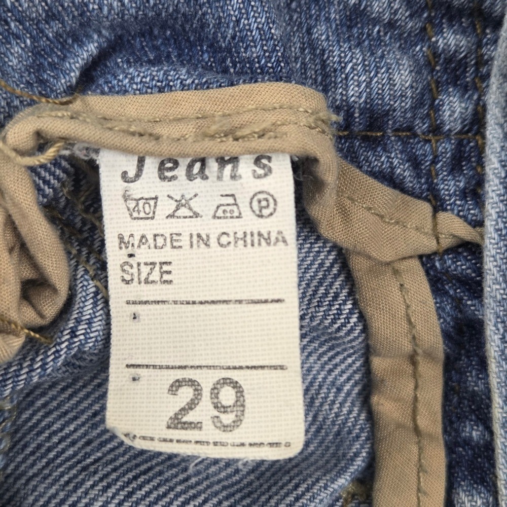 Women 29 Blue Vintage-Inspired Mom Jeans Paperbag High Waist Tapered Leg