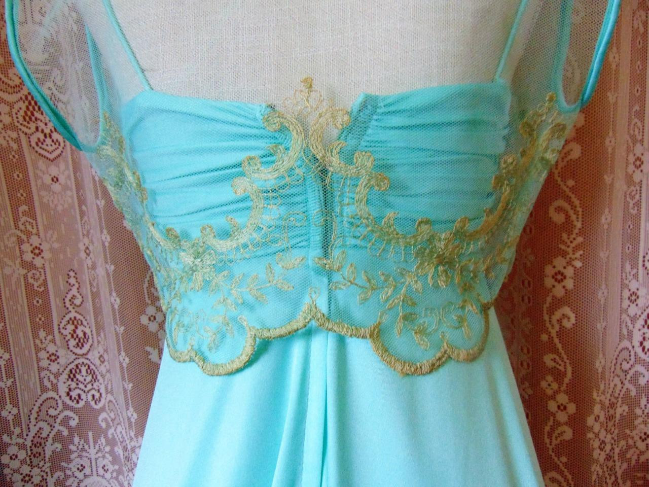 Vtg 70s Maxi Dress Lacey Bolero Top ILGWU Union Label 32B XS