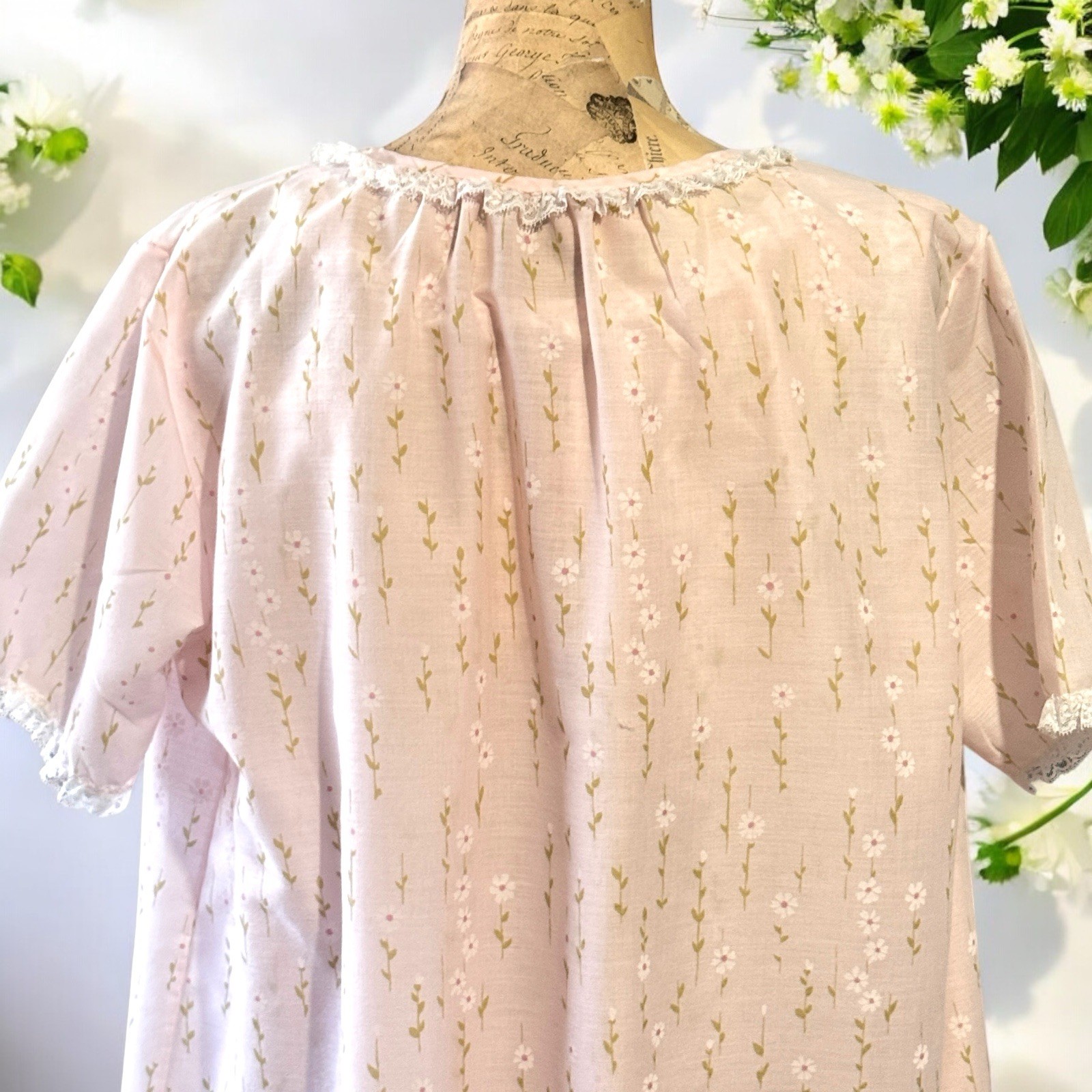 VTG Pinehurst Lingerie Nightgown Robe 2 Piece Pink Cotton Blend Women’s Small
