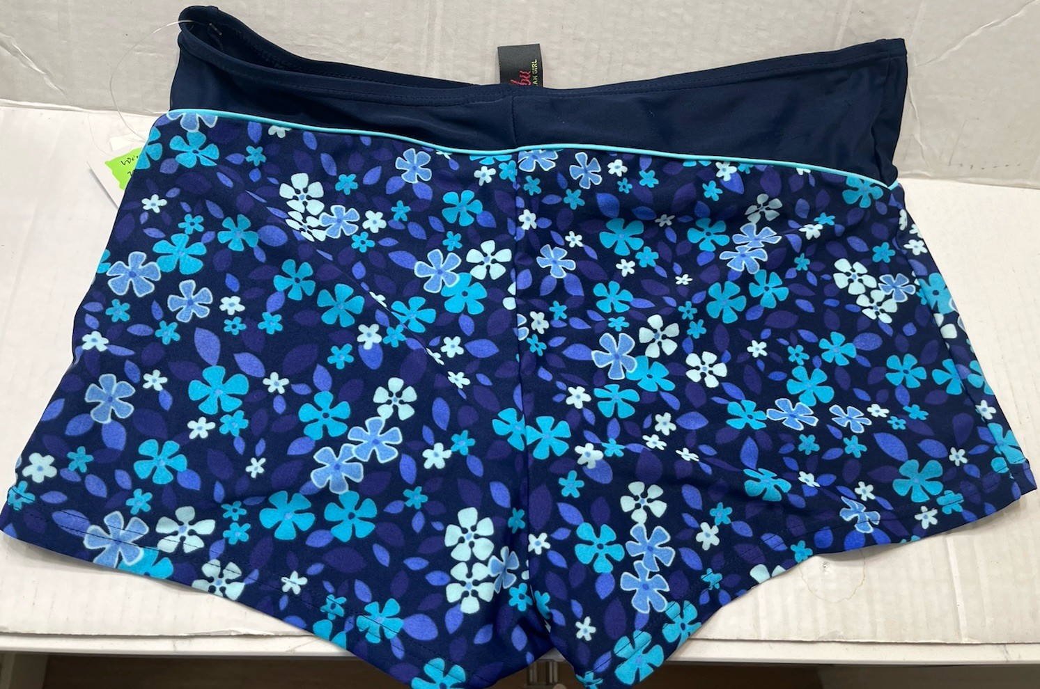 NWT Sears Bikini swimsuit blue floral SIZE 11/12 top and 13/14 bottoms/shorts