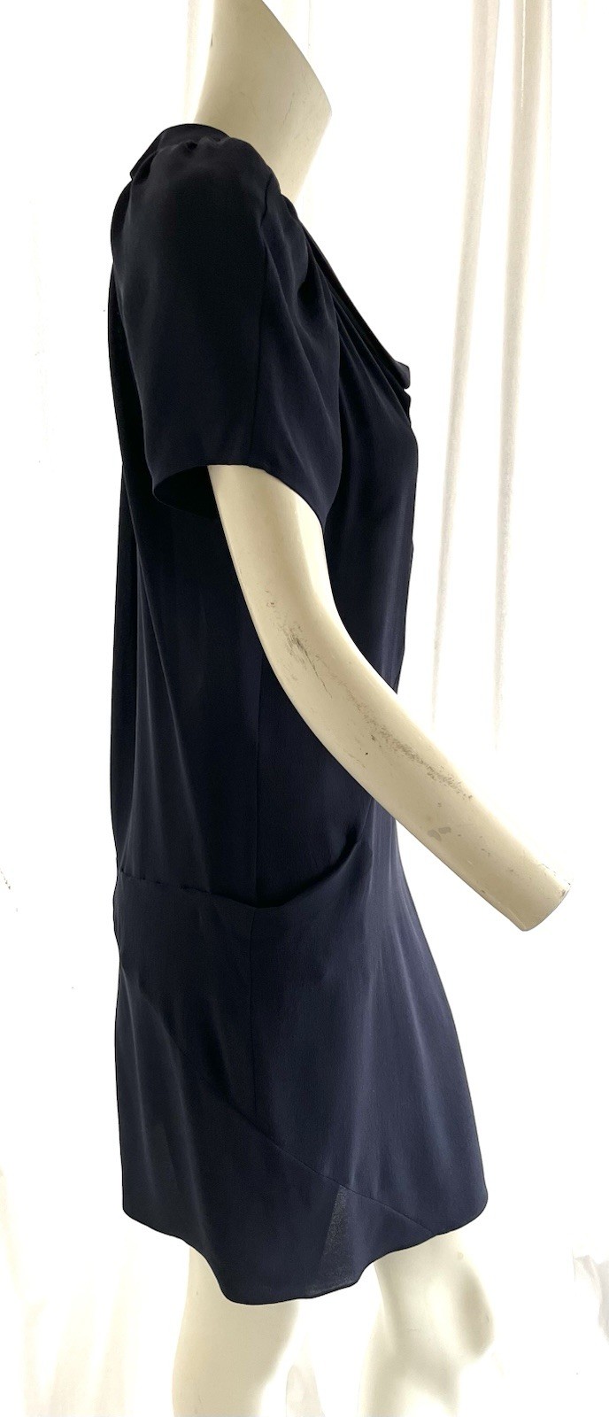 Balenciaga Nicholas Ghesquiere 2008 Navy Silk Dress Vintage Summer Day Dress