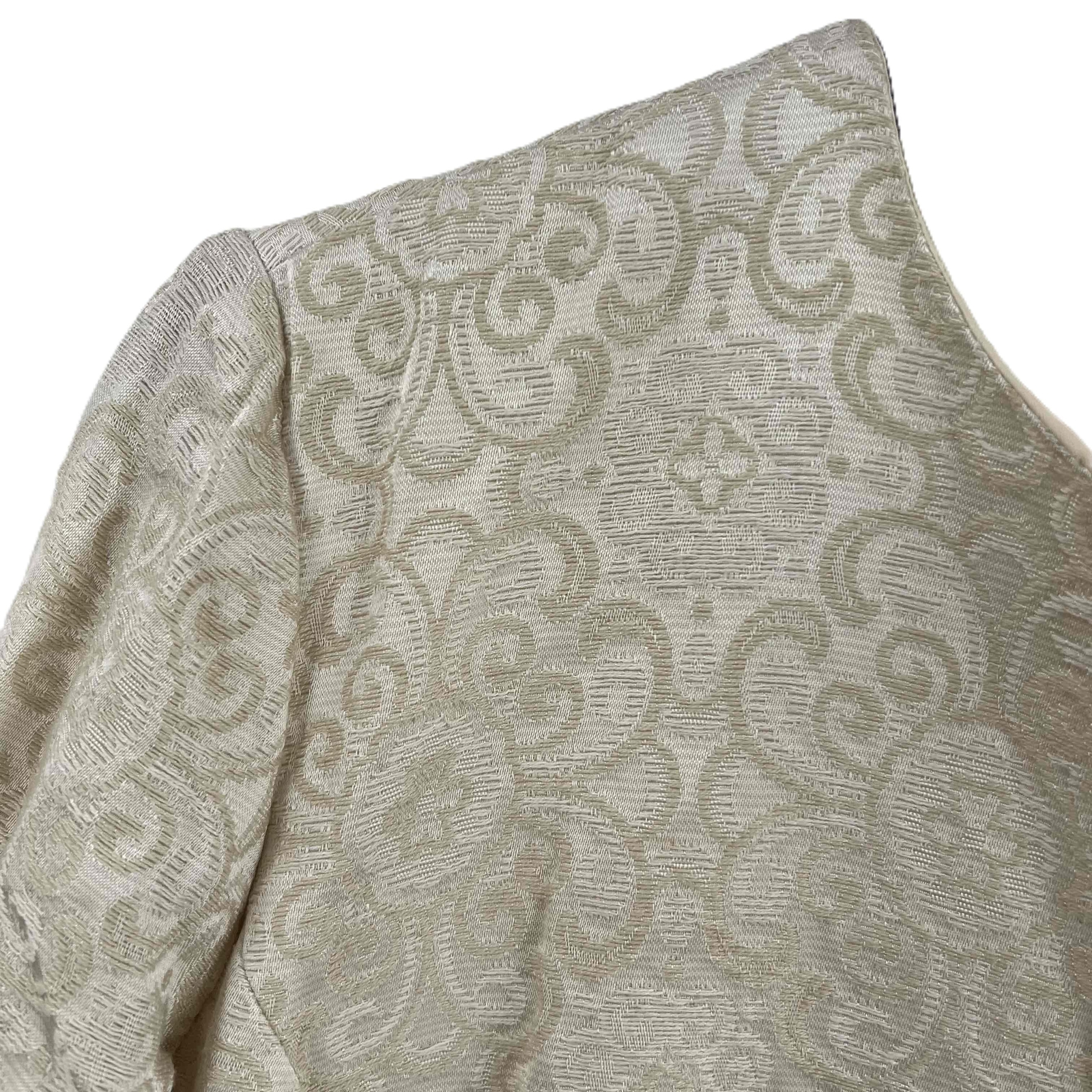 Vintage Cream Brocade Midi Evening Overcoat Womens Med / Large (estimated)