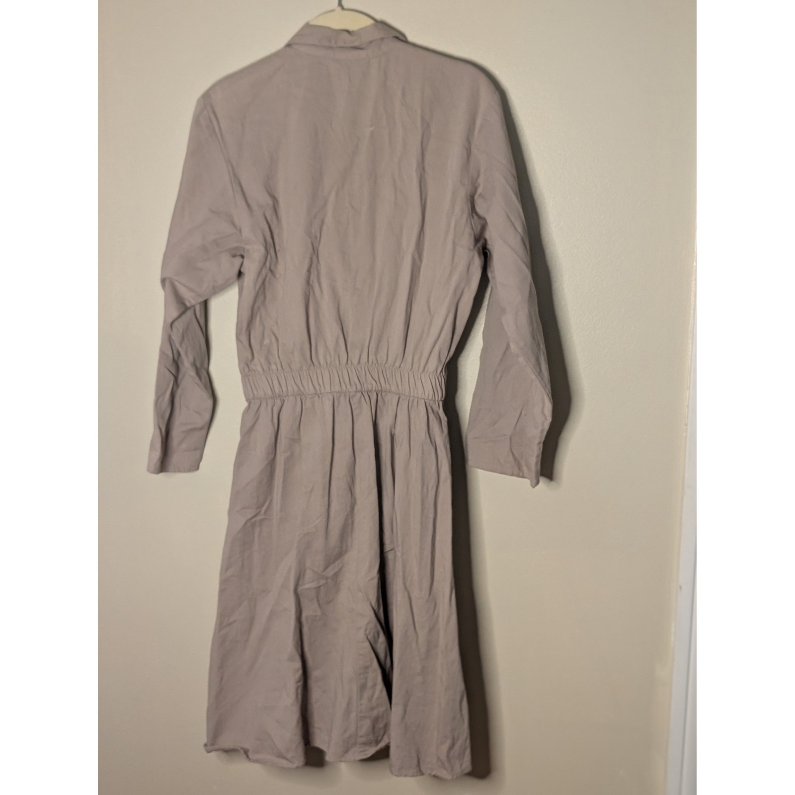 Vintage You Babes Mauve Cotton Wrap Dress Long Sleeve Pleated Pockets Size 9