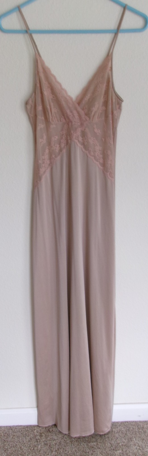 Blanche By Ralph Montenero Vintage Beige Lace Long Nightgown Slip Dress Size P