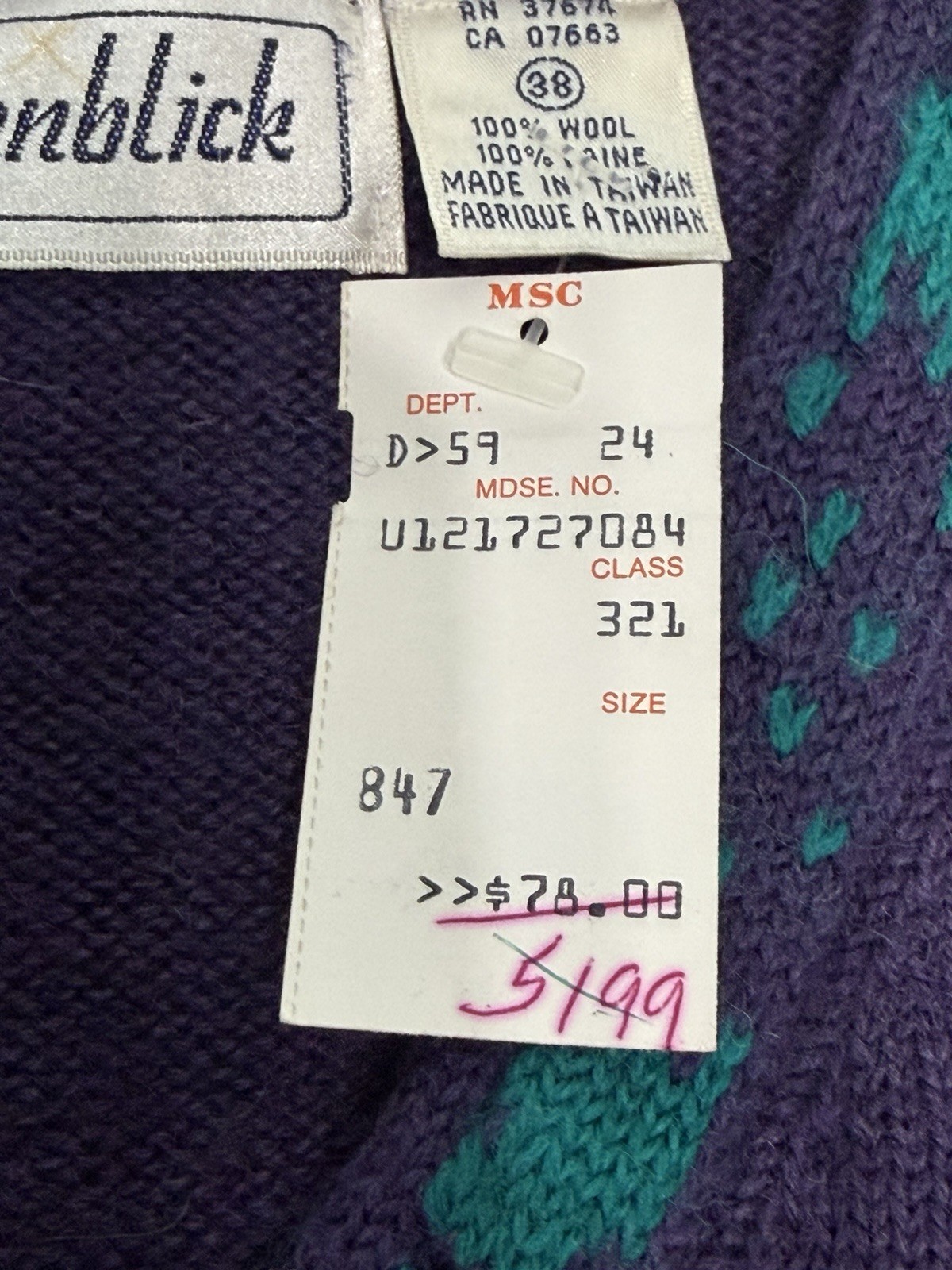 Vintage Alpenblick 100% wool Women’s Sweater Vest Purple NWT Size 38 US 6