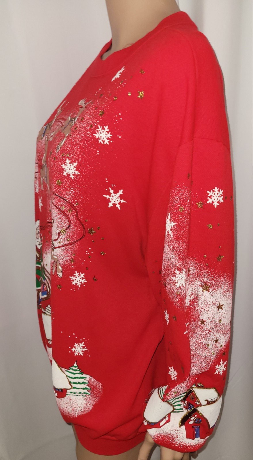 Vtg 1990s Holiday Time Christmas Santa Sweatshirt Size XL
