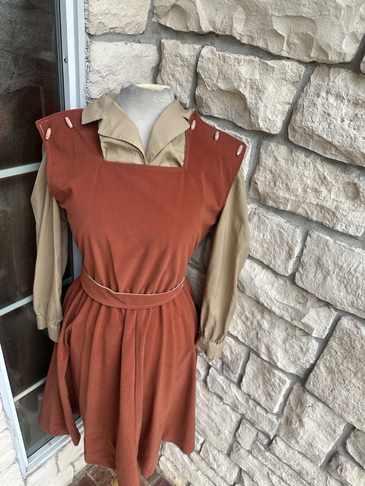 Vintage 60s Mod Shift Josephine Small To Medium Corduroy Jumper Dress Blouse