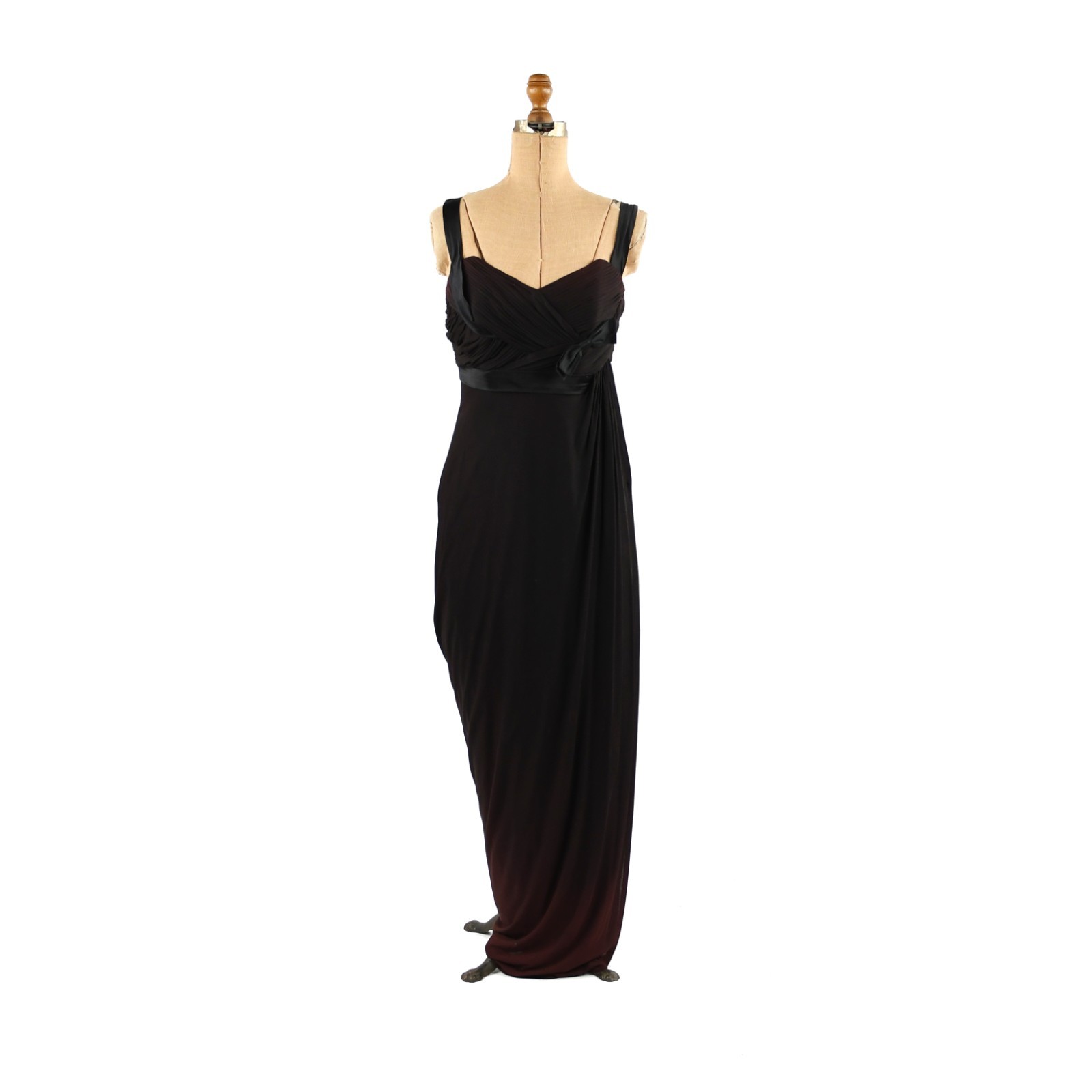 Vintage 50s Black Silk Blend Crepe Sweetheart Column Draped Evening Party Dress