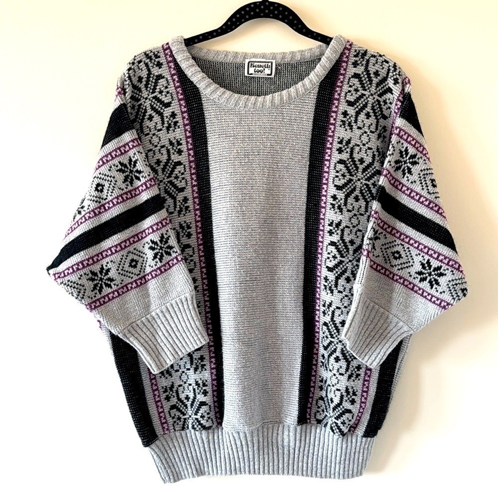 Kenneth Too Vintage Knit Nordic Ski Chalet Sweater Size L approx.