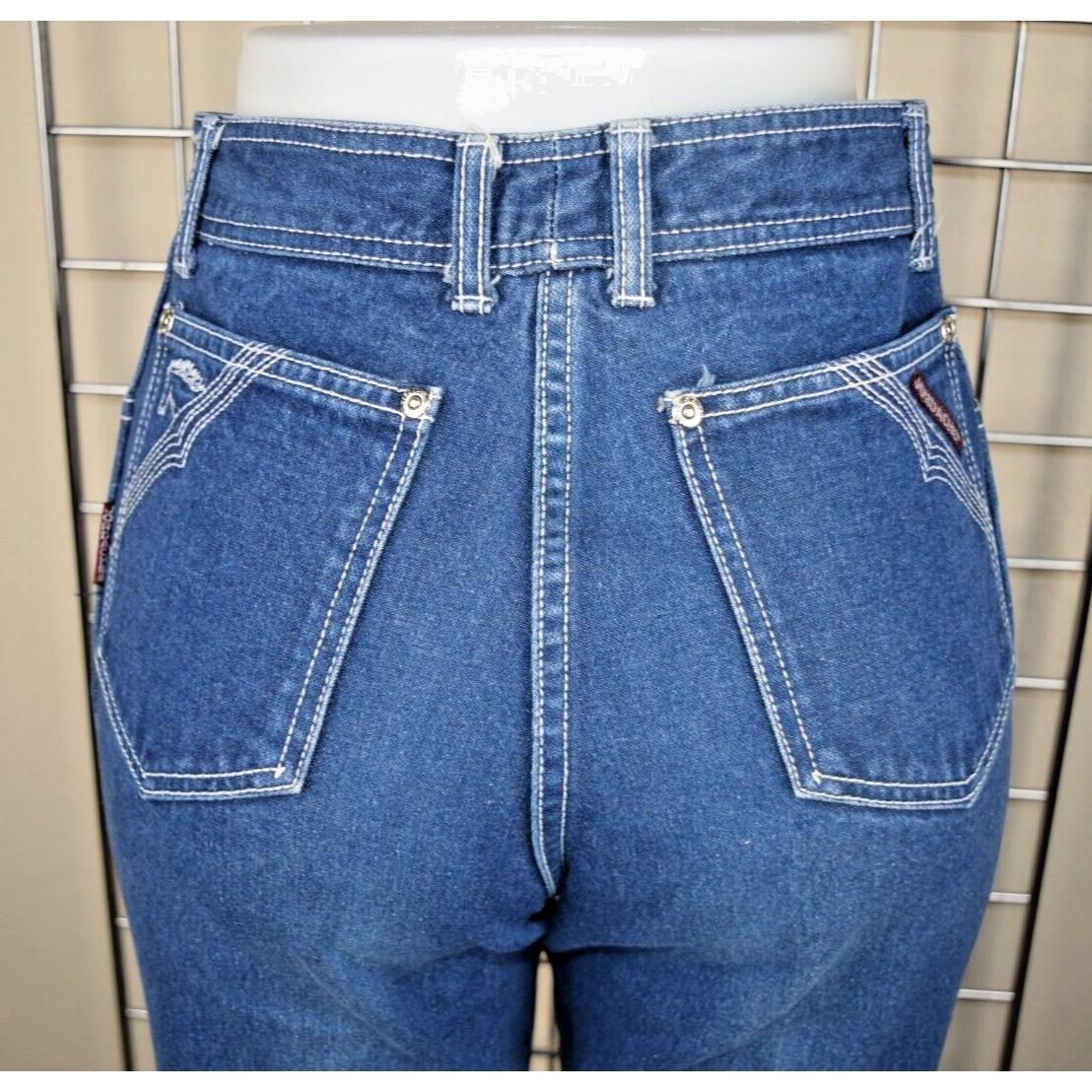 Vintage Jordache Jeans Size 28X28 80s Blue White Stitch High Rise Straight Leg