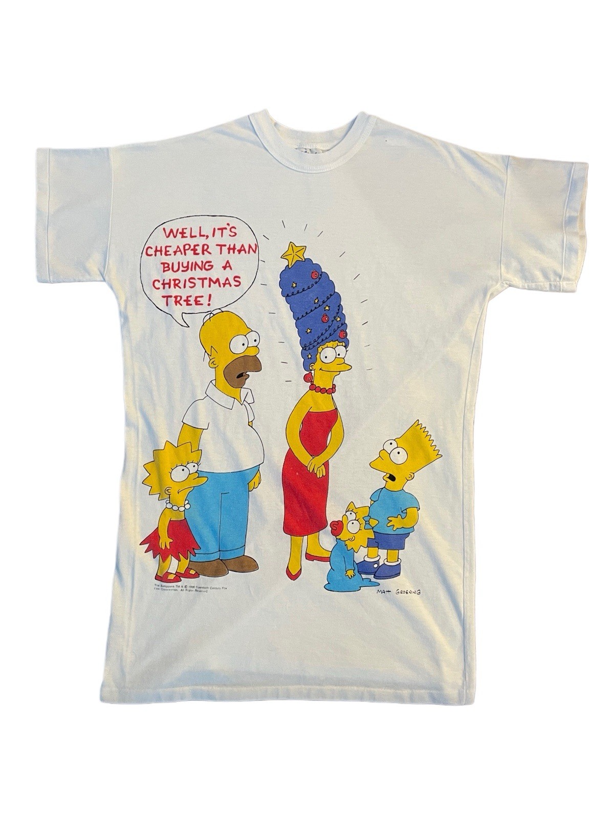 Vintage 1990 SINGLE STITCH The Simpsons Flirts Christmas Graphic T Shirt RARE