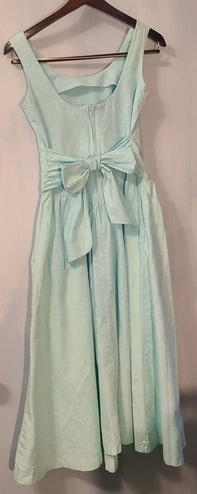 Vtg 80’s Joni Blair Dress Sz 7 Pastel Blue Green Stripes Floral Retro Sundress