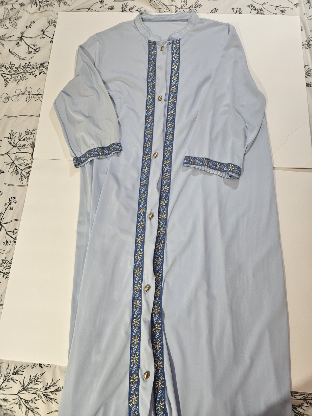 Vintage Nylon Peignoir Set Nightgown & Robe Lorraine L Blue 2 Tone rare style