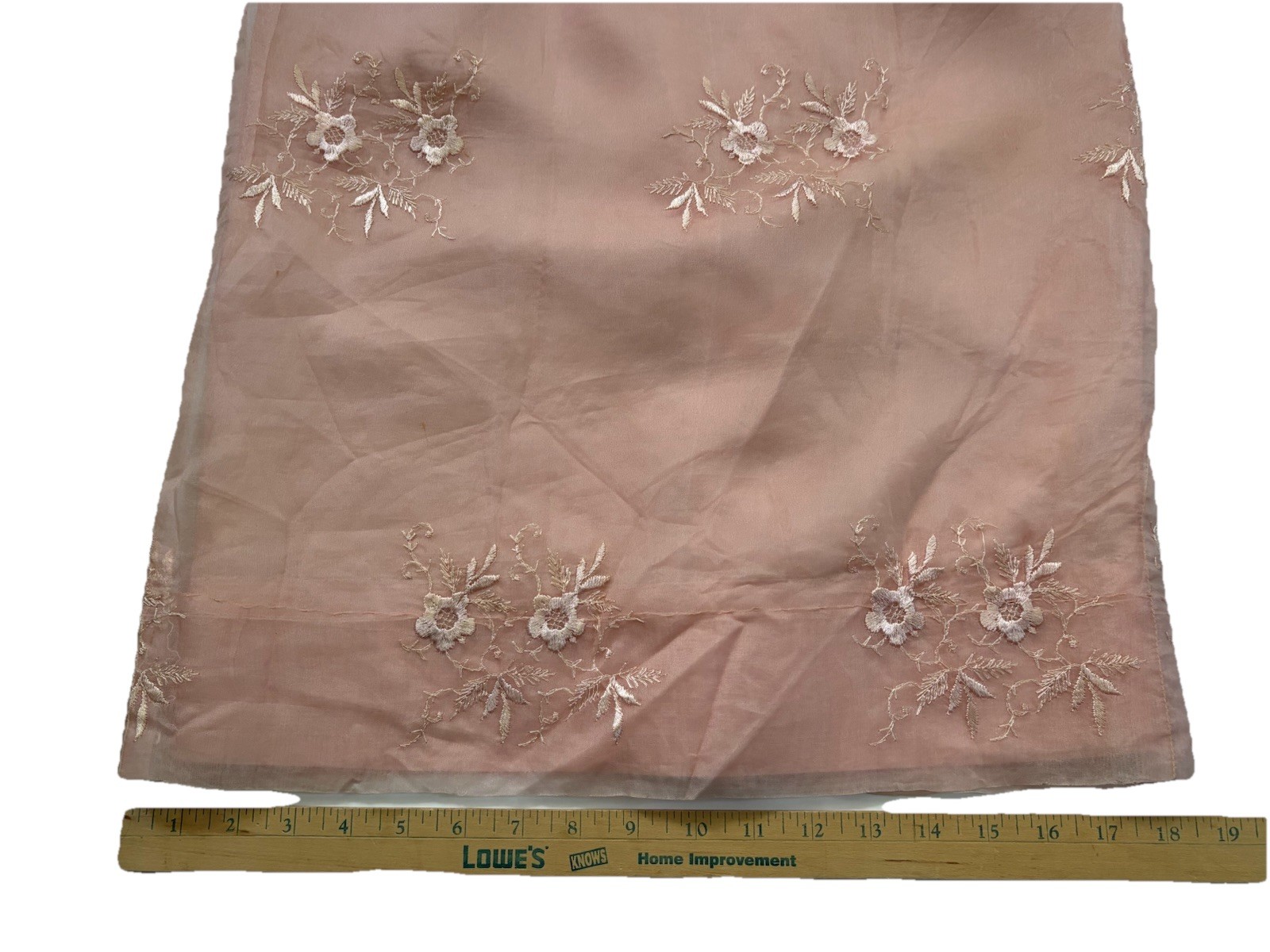 Vintage Pink Embroidered Organza Wiggle Dress Pin-Up Tiki Rockabilly XS Flawed