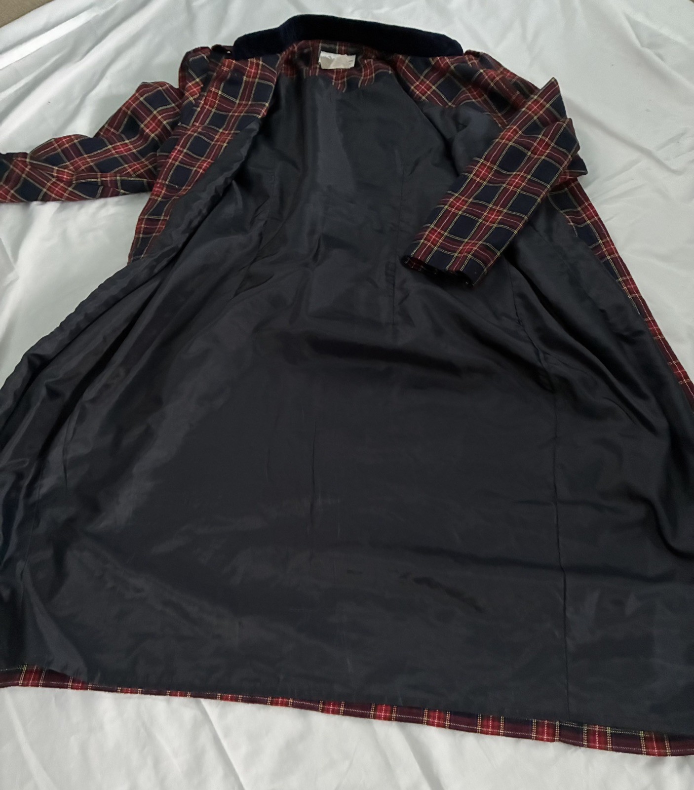 Vintage Laura Plaid 100% Cotton Dress Velvet Collar Gold Buttons USA 80s Sz 14