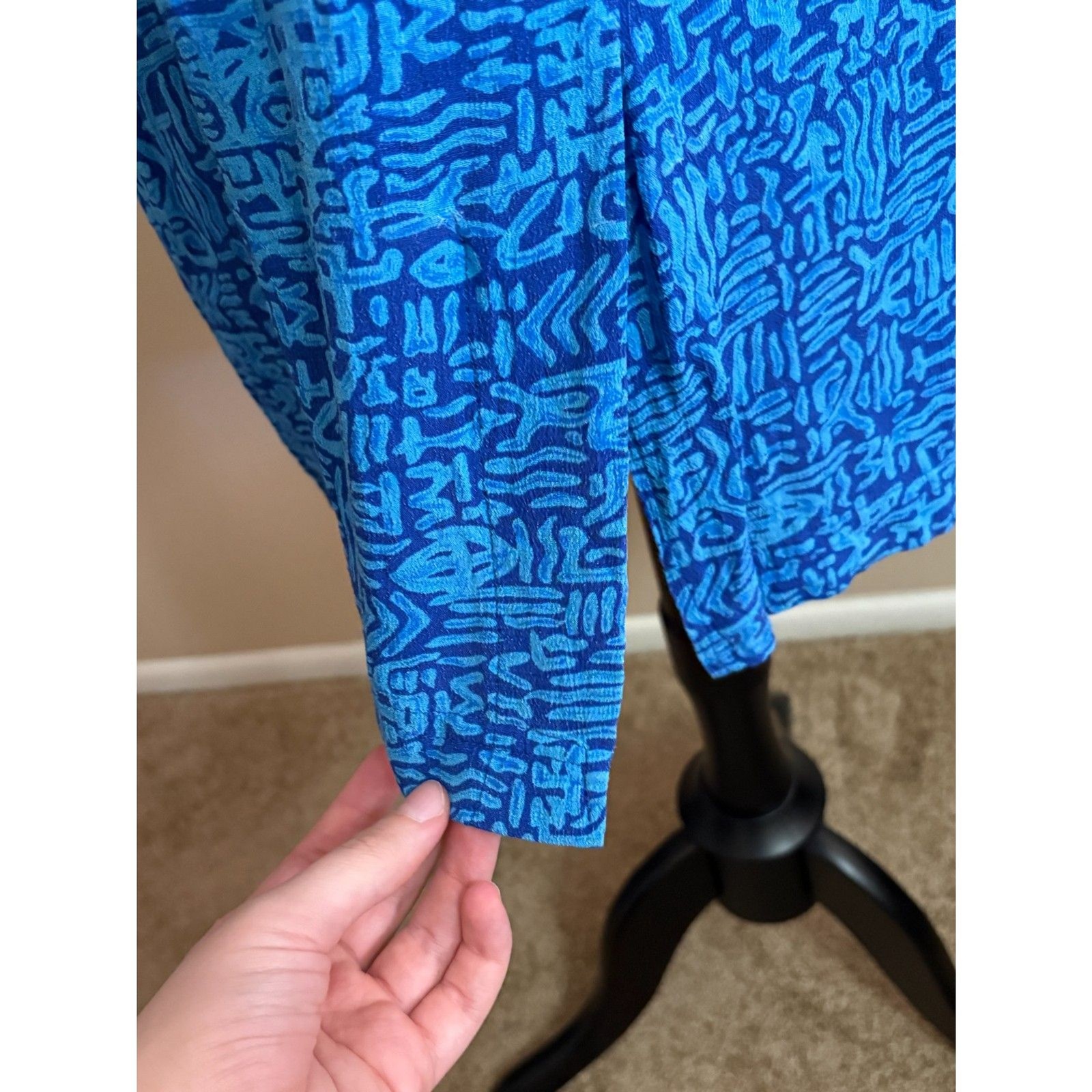 Abstract Geometric Blue Maxi Dress Large