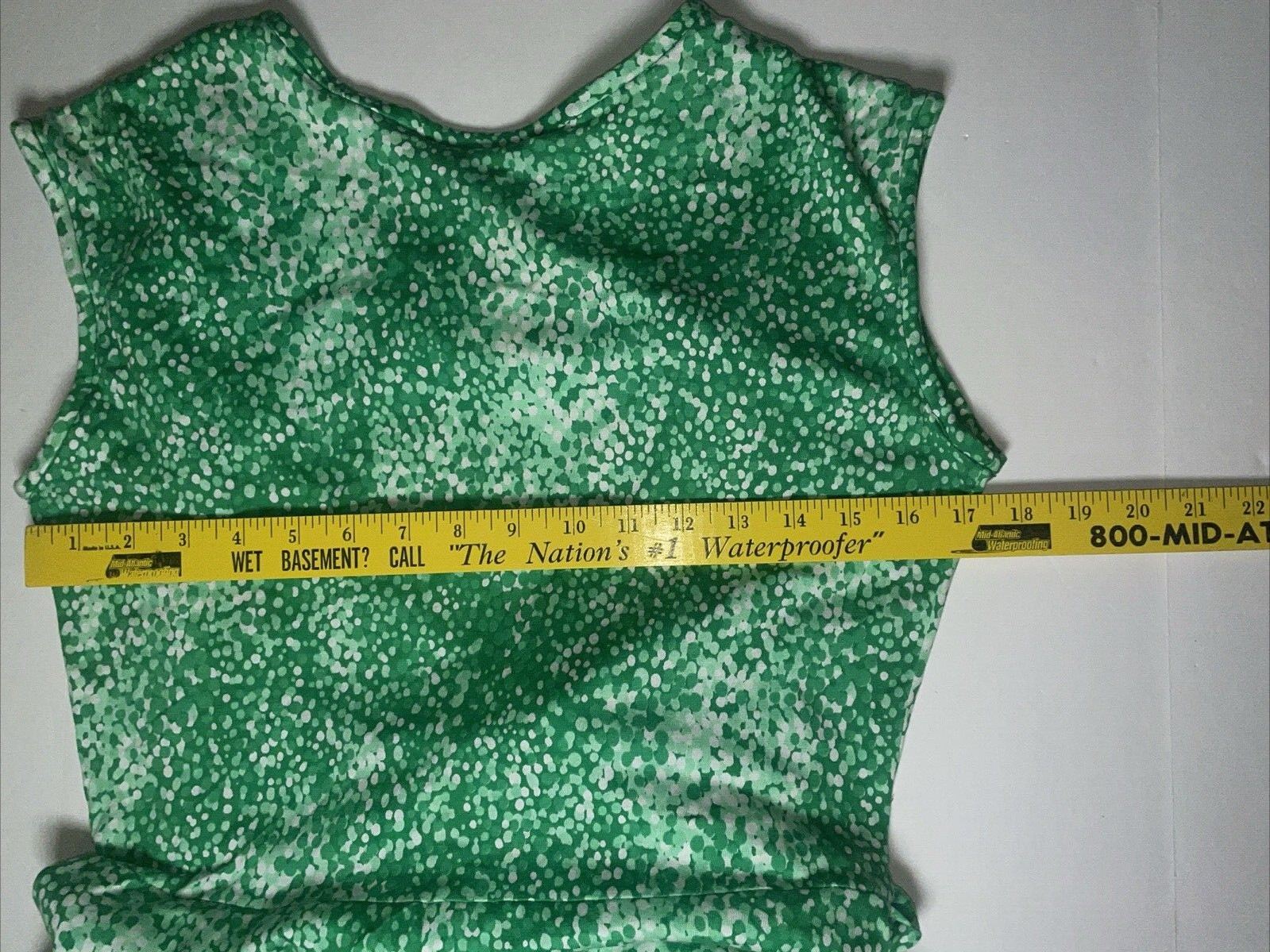 Vintage Eva Robert Janan 1970s Green Print Wrap Dress NOS NWT C-35″ 6 8
