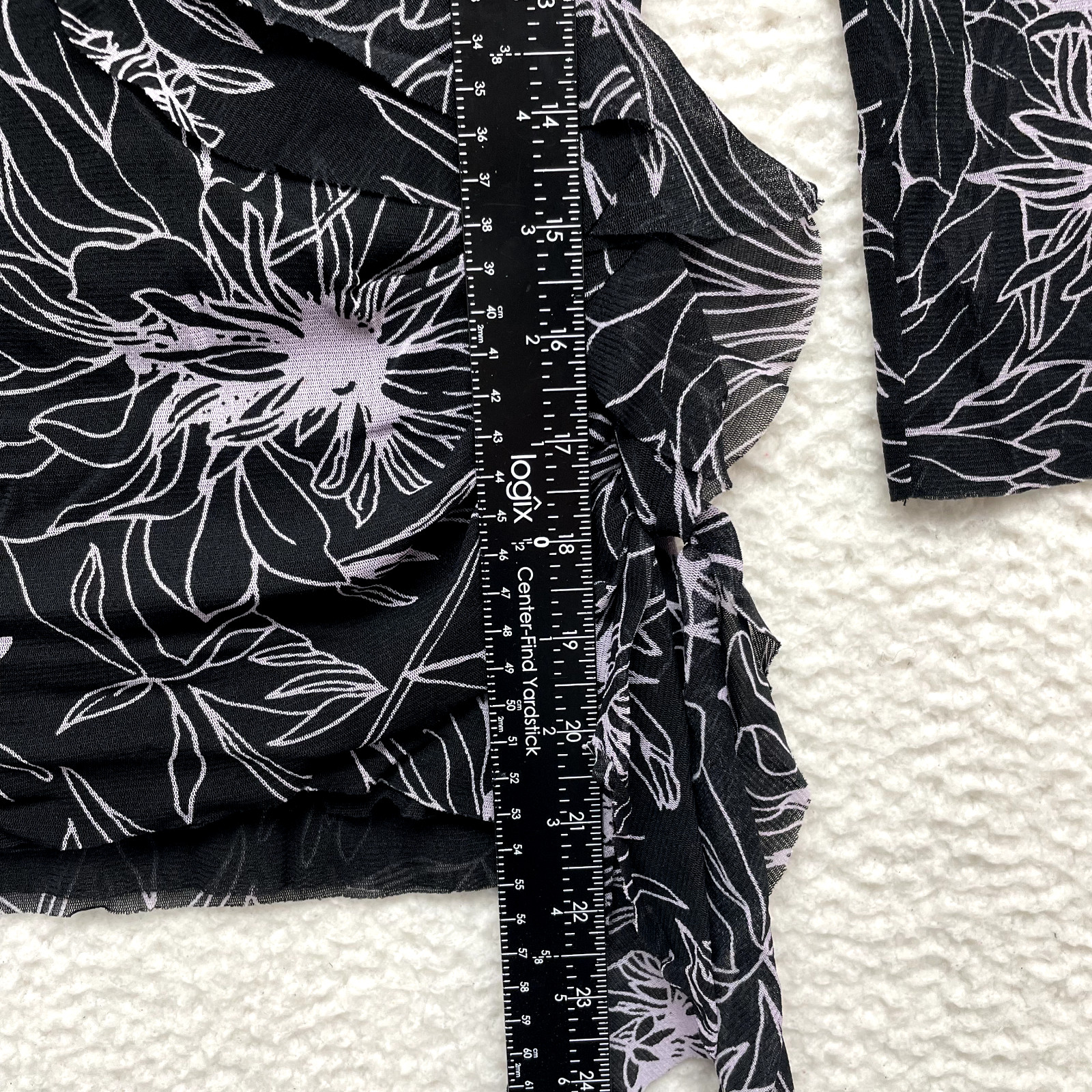 Y2K Vintage Mesh Top Small Black Floral Boho Fairy Grunge Corpcore Office