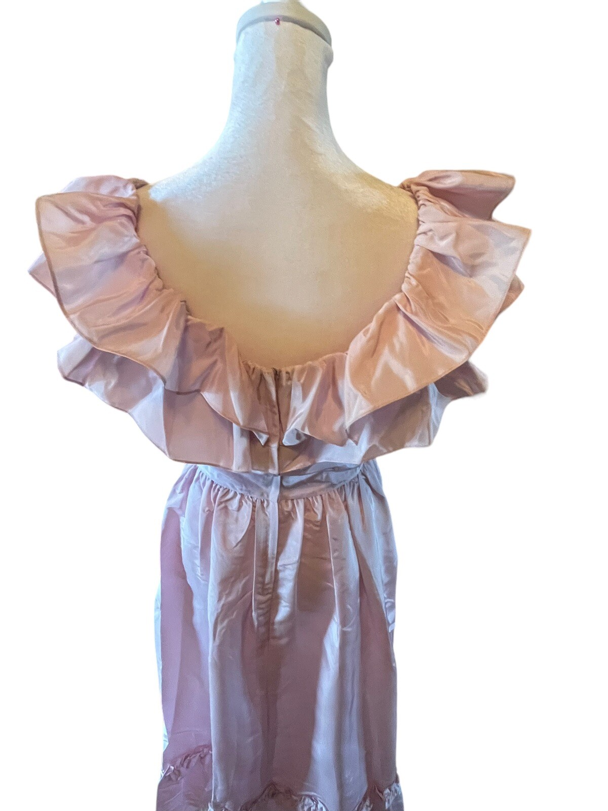 Vintage NOS 80’s Candi Jones Of California Dress Pink 16 Candles 7 Ruffles Long