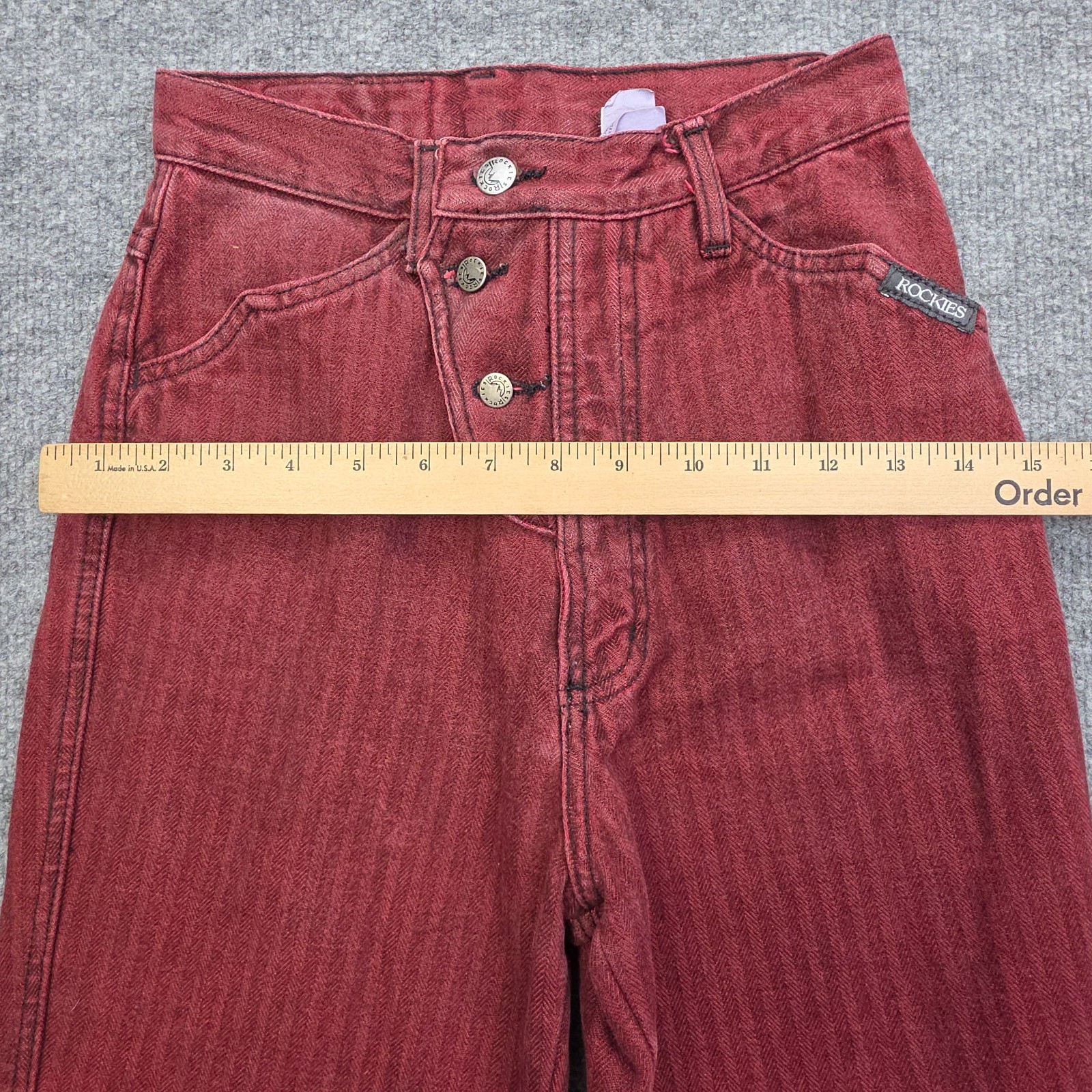 Vintage Rocky Mountain Rockies Pants Women’s 3 / 26 Red Stripe High Rise Flap