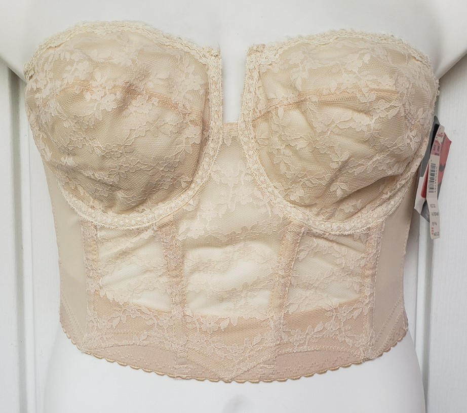Vintage Backless by Young Smoothie Longline Corset Bra Size 36D Beige NEW