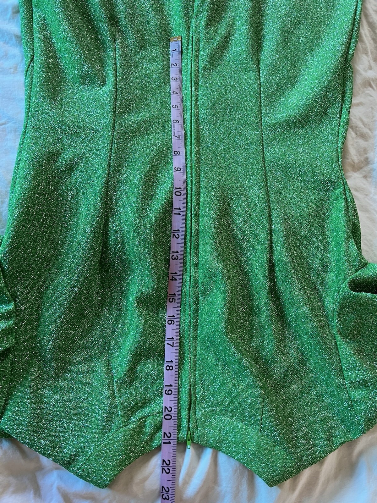 Vtg 1970s Hostess Dress Metallic Silver & Bright Green Maxi Cut Out Detail M/L