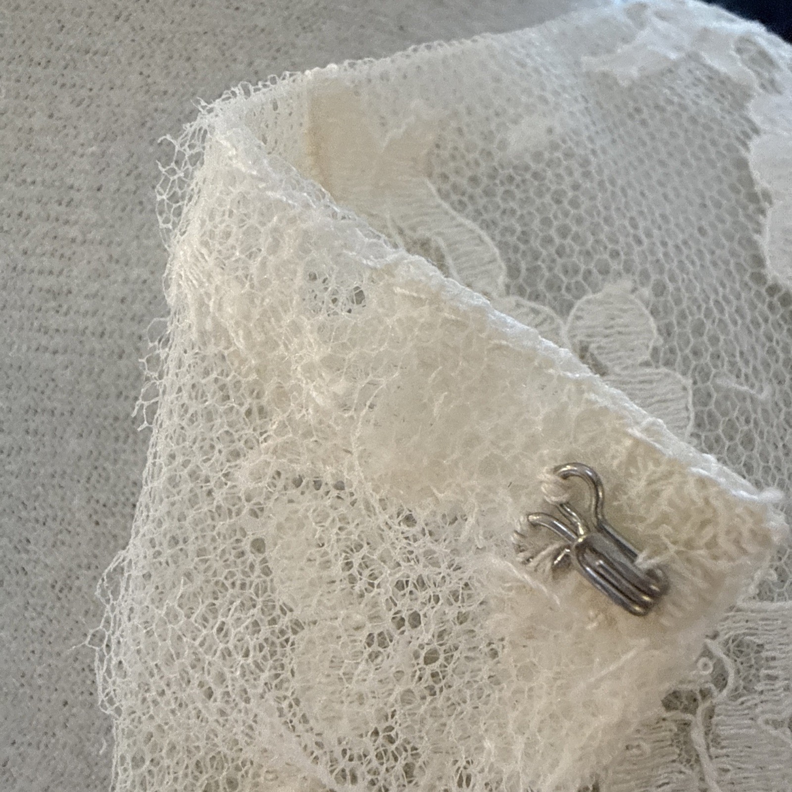 VTG silk wedding gown handmade from 1969 watteau lace train over 7 ft sz 8