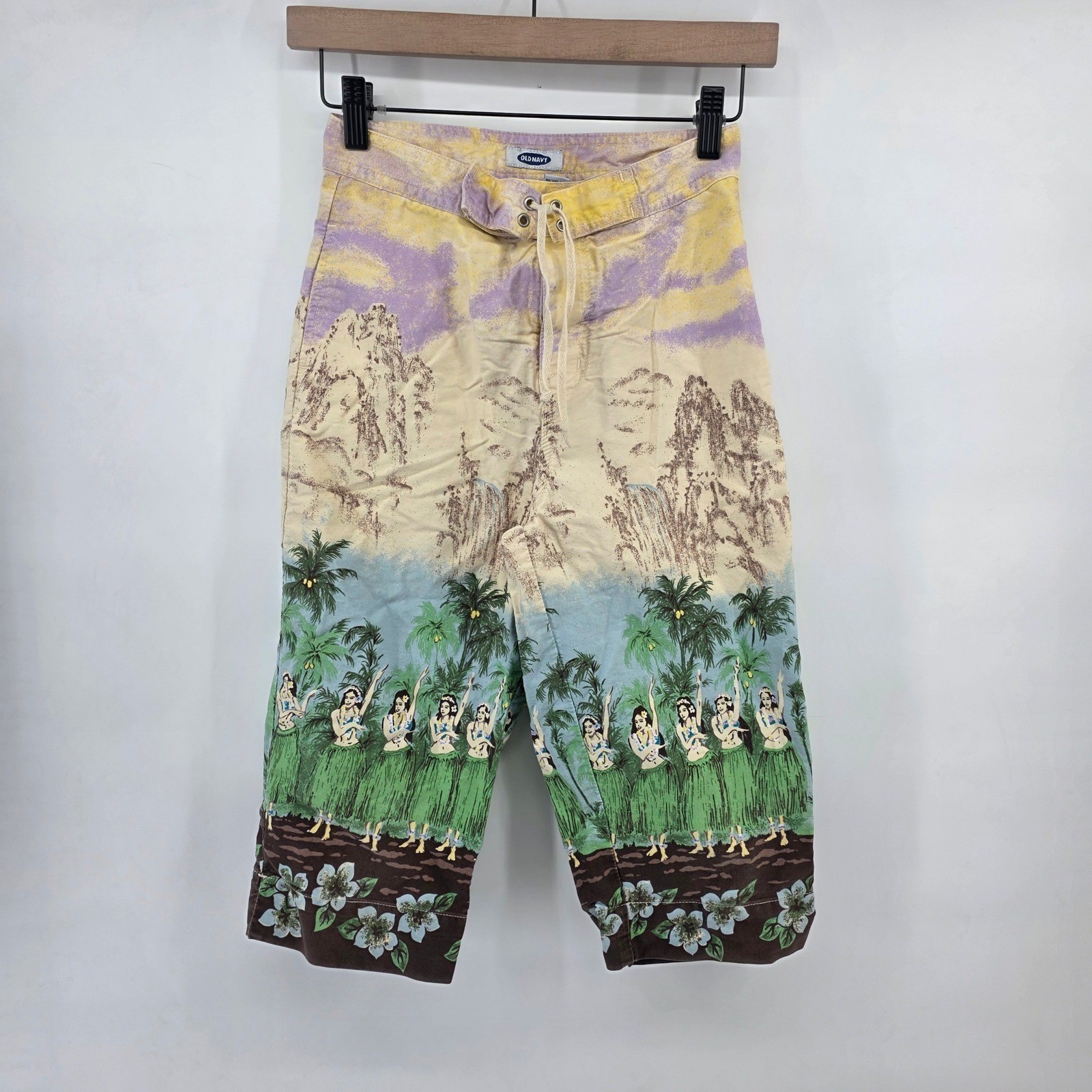 Old Navy 2000 y2k Hawaiian Hula Girl Swim pants crop Sz 0 *read