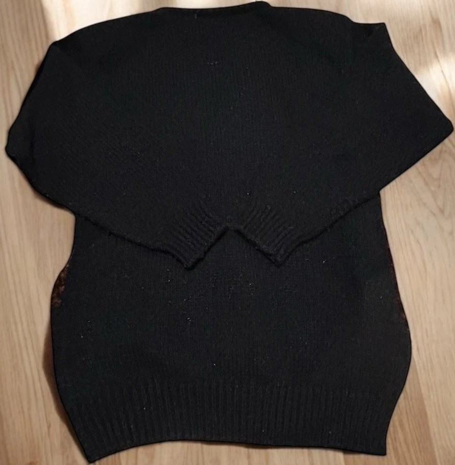 Vintage 90s Pullover Sweater S Artistic Fluffy Fuzzy Whimsical Art to Wear