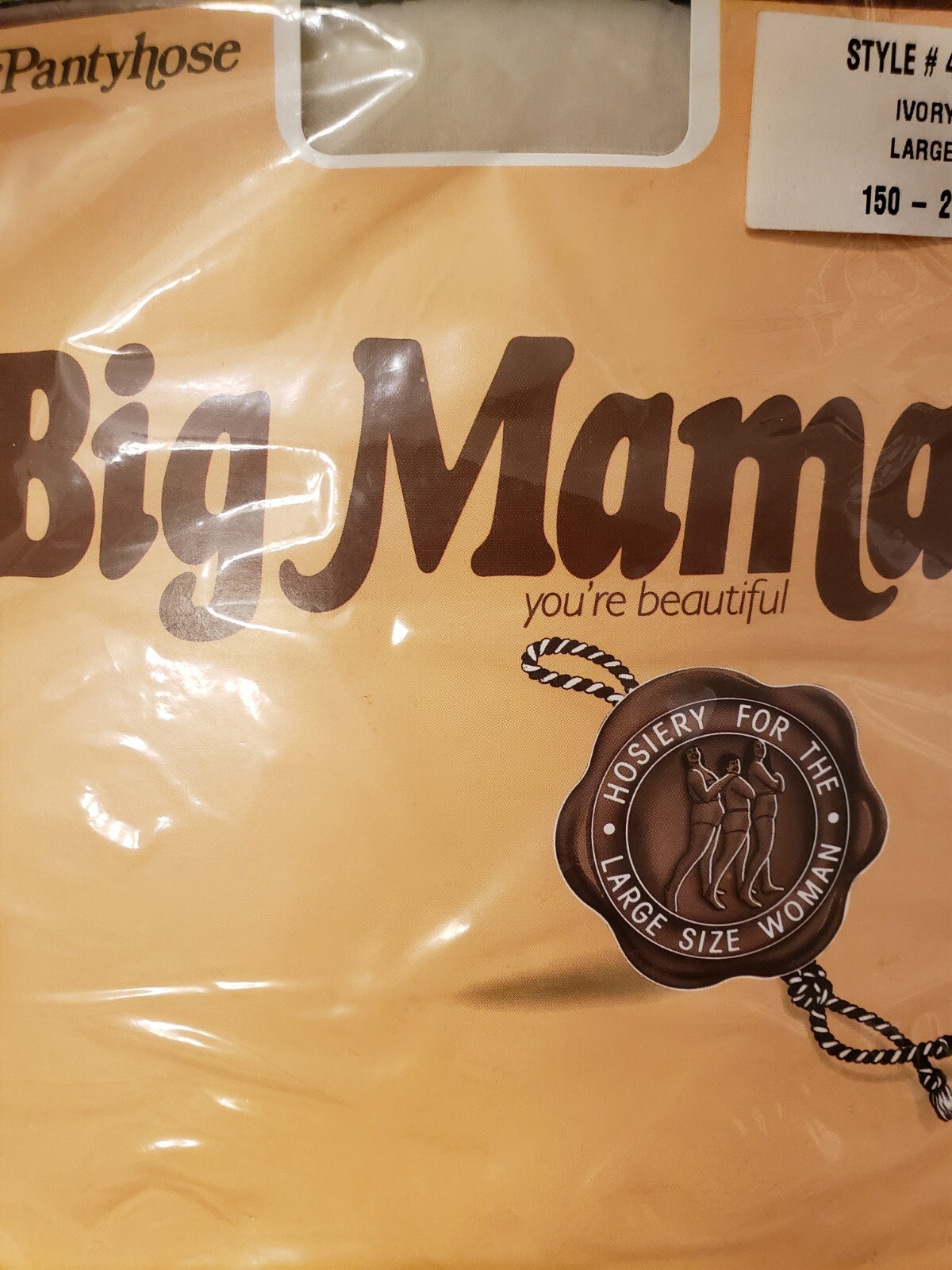 Big Mama Pantyhose Plus Size Hosiery Ivory Large L new in packaging Vintage