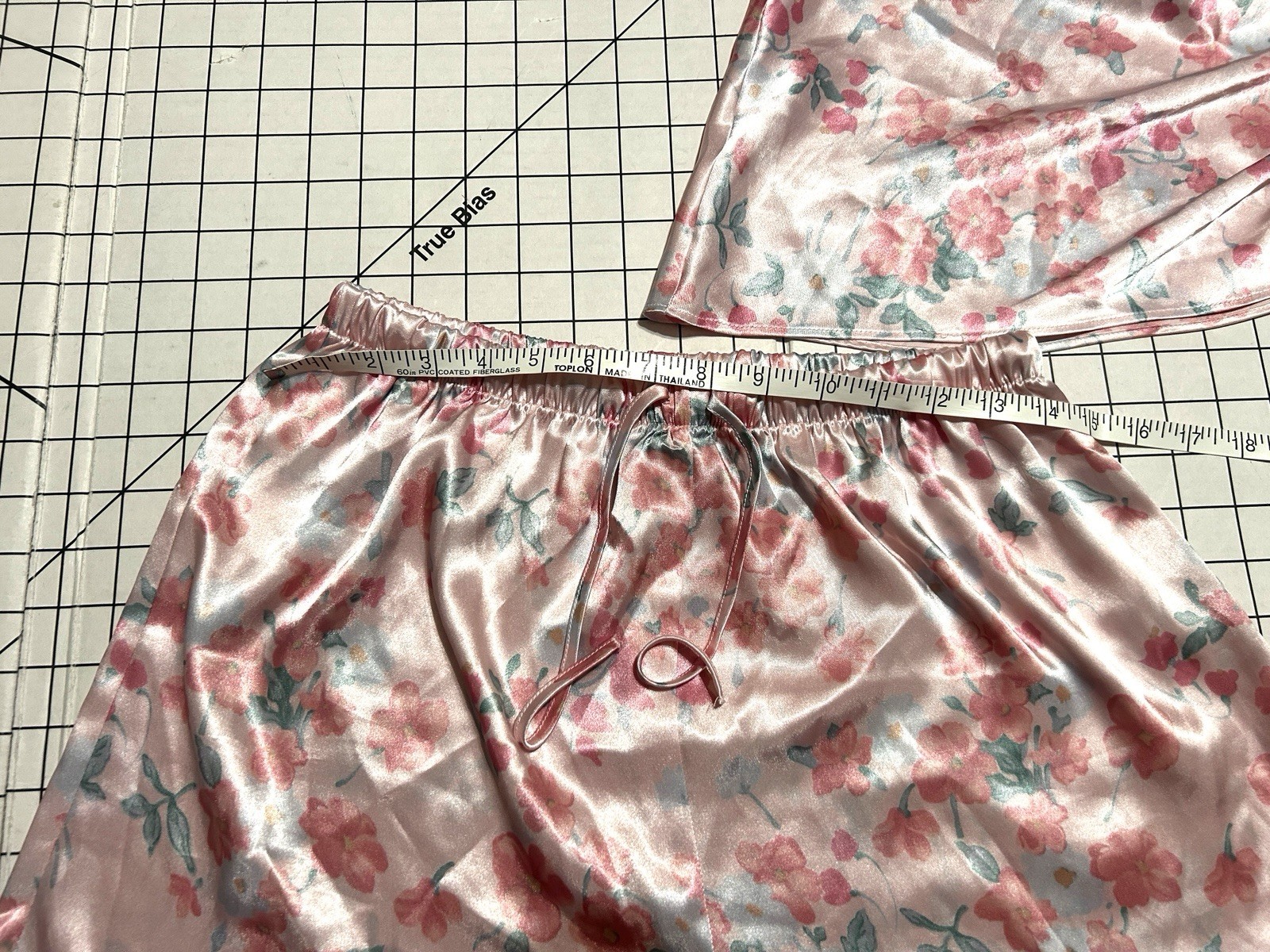 Vtg Silky LACE FLOWERS BY WARNER’S Pink Pajama Set Camisole Bottoms Nylon Sz M