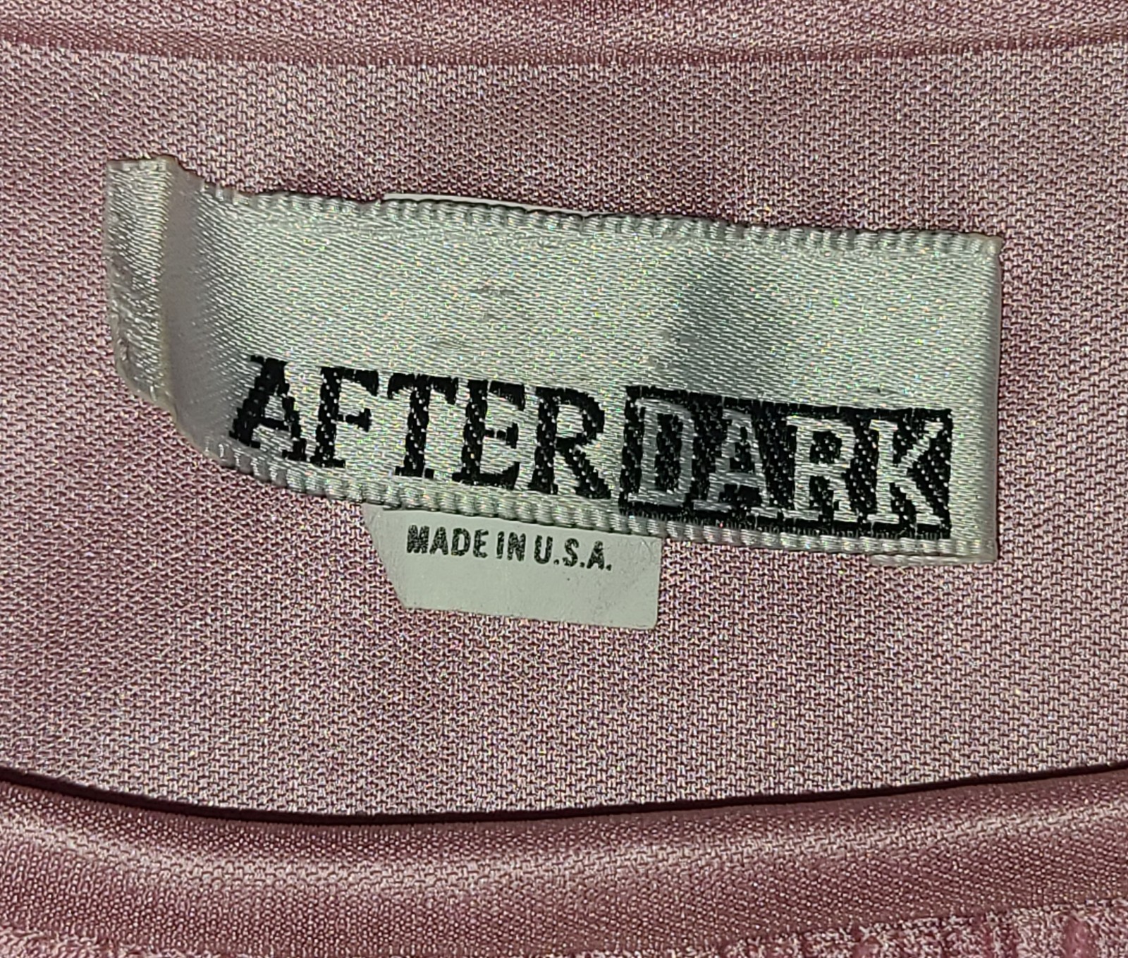 VINTAGE 80s AFTER DARK Pink SZ 7/8 Evening Satin Crepe Dress Bow Rhinestone
