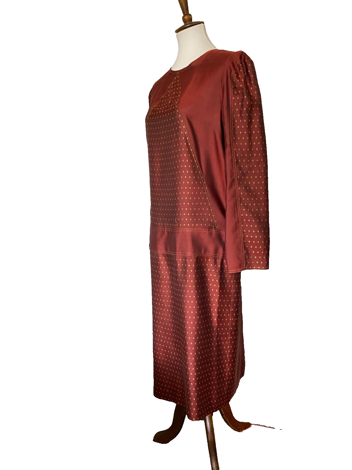 Christyne Forti Vintage Midi 100% Silk Red Dress Women’s Size 12 Lining 1980s