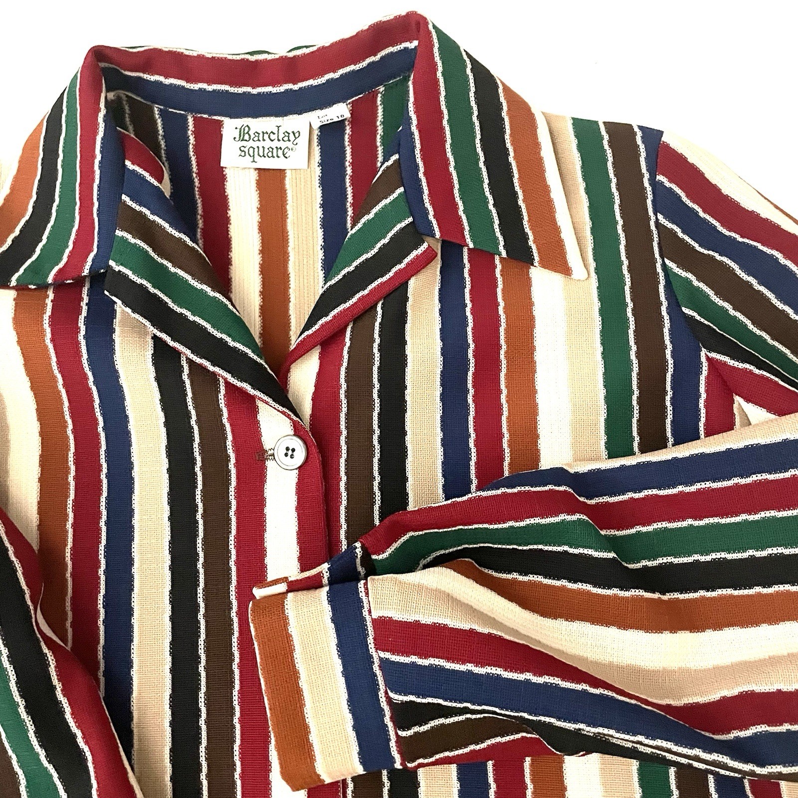 Retro Mod 70s Barclay Square Bold Textured Shirt Jacket, Rainbow Stripe, L/XL