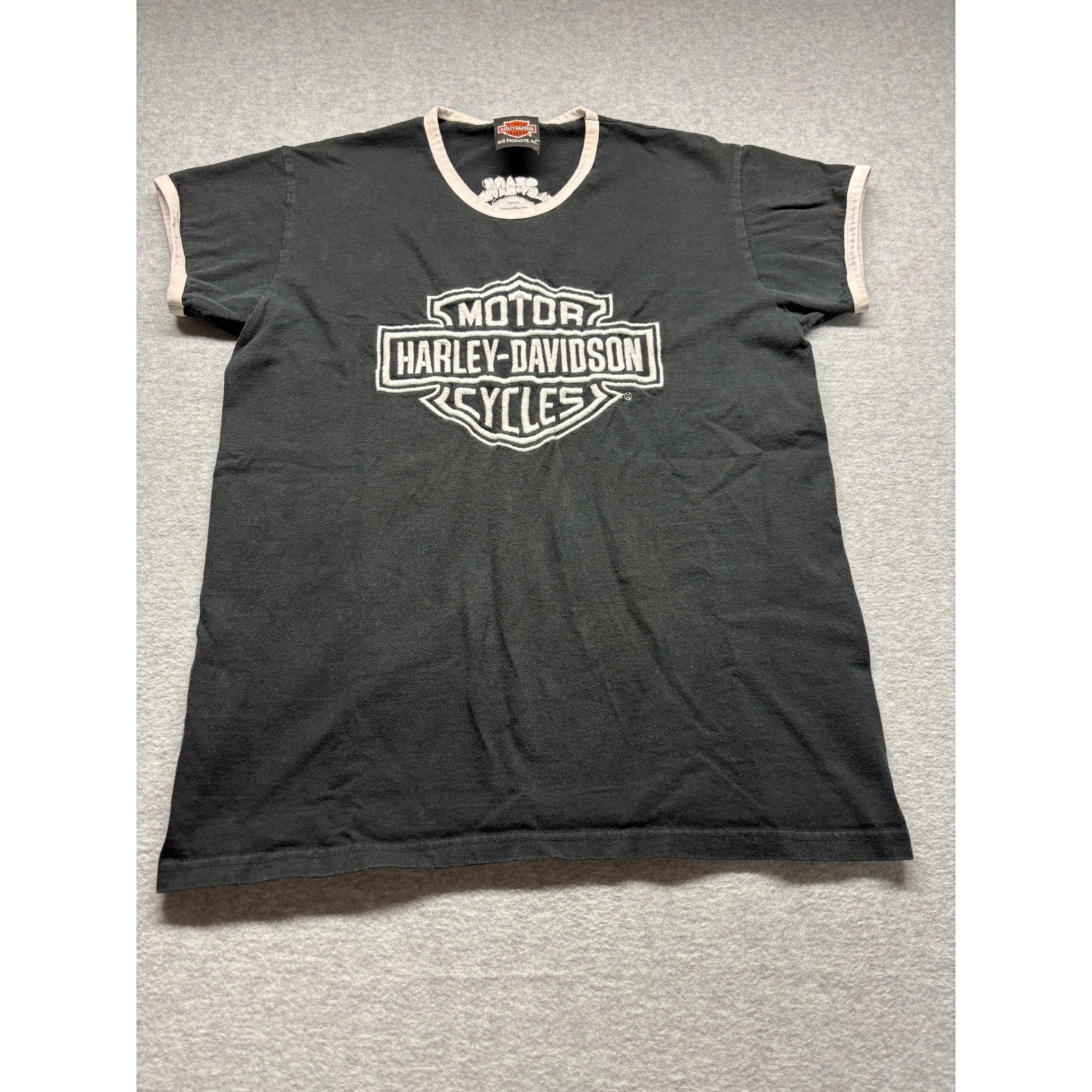 Vintage Harley-Davidson Ringer T-Shirt Black Ozark Lebanon MO Womens M