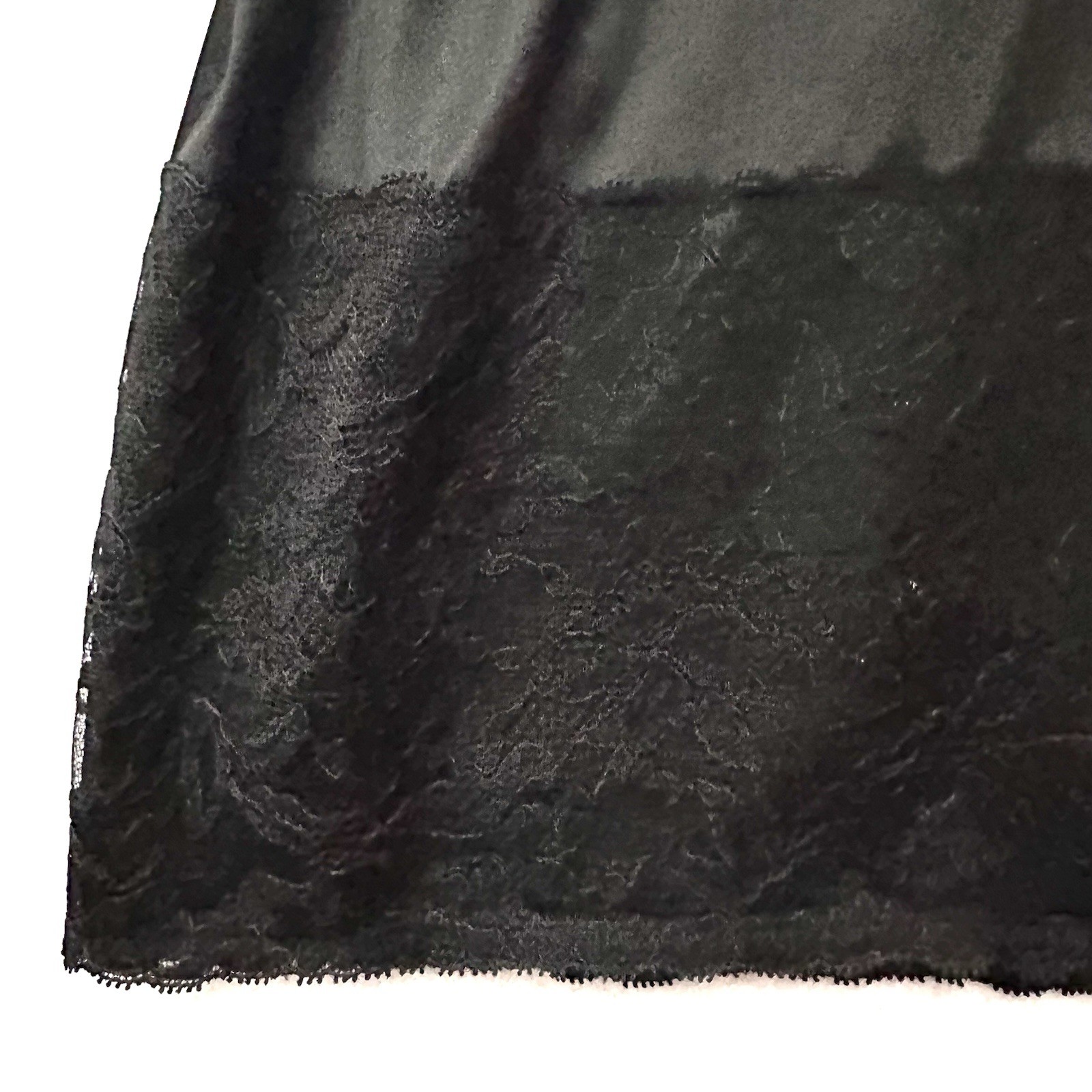 Vintage Vanity Fair Full Slip Dress 34 Black Lace Nylon Tricot Lingerie Babydoll
