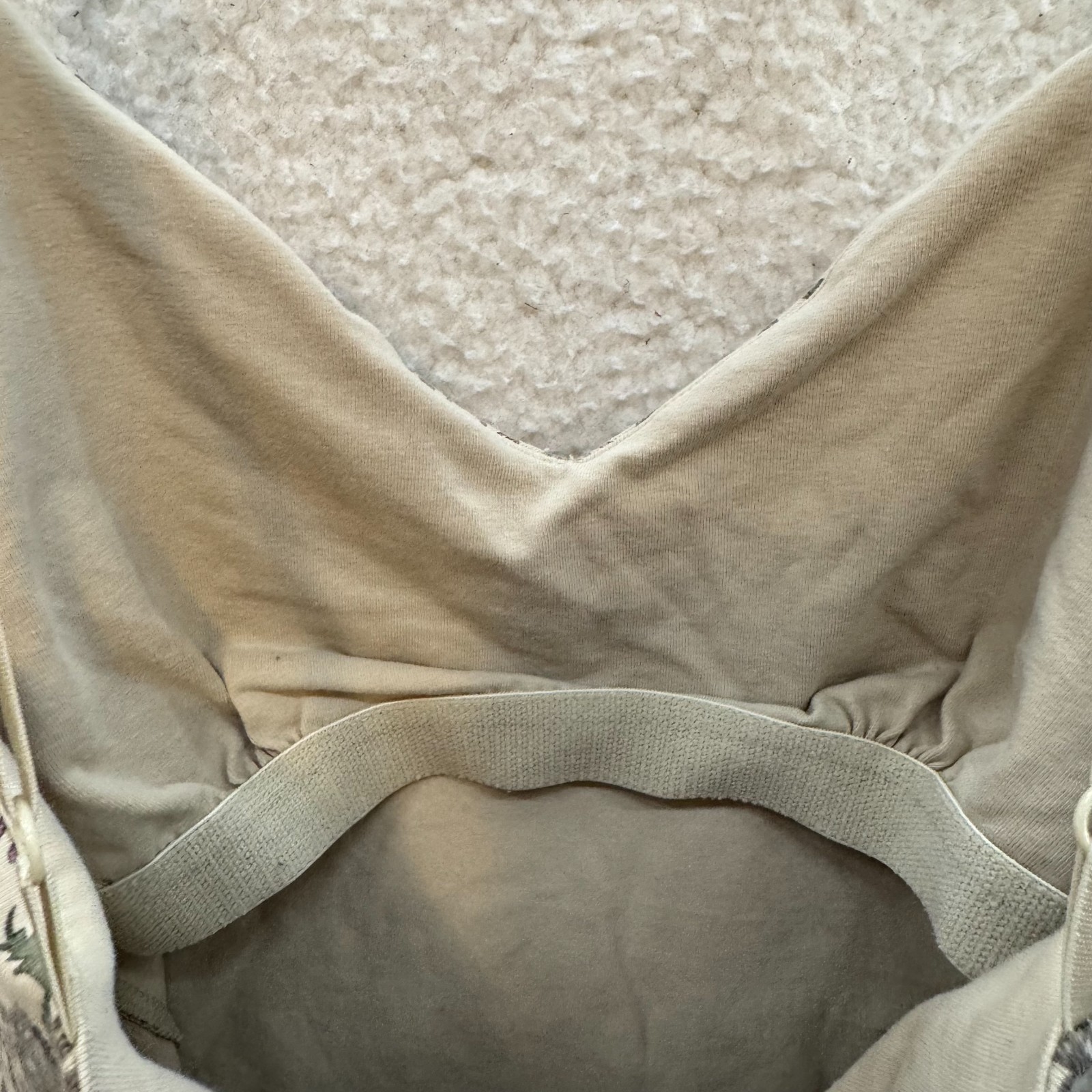 Y2K Vintage Camisole Tank Top Medium Beige Floral Boho Fairy Grunge Shelf Bra