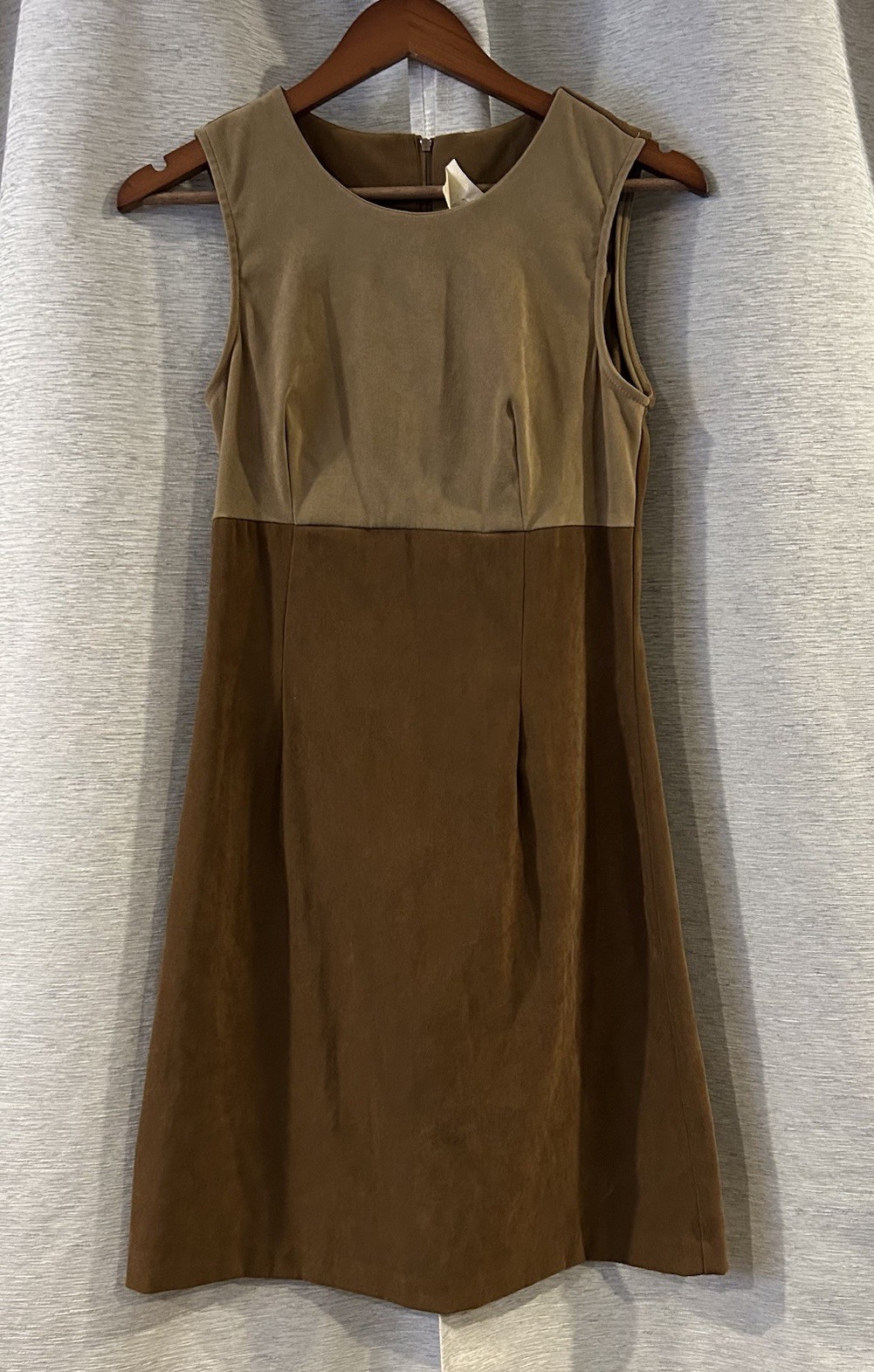 Vintage 80s Two Tone Brown Shift Dress Size 6