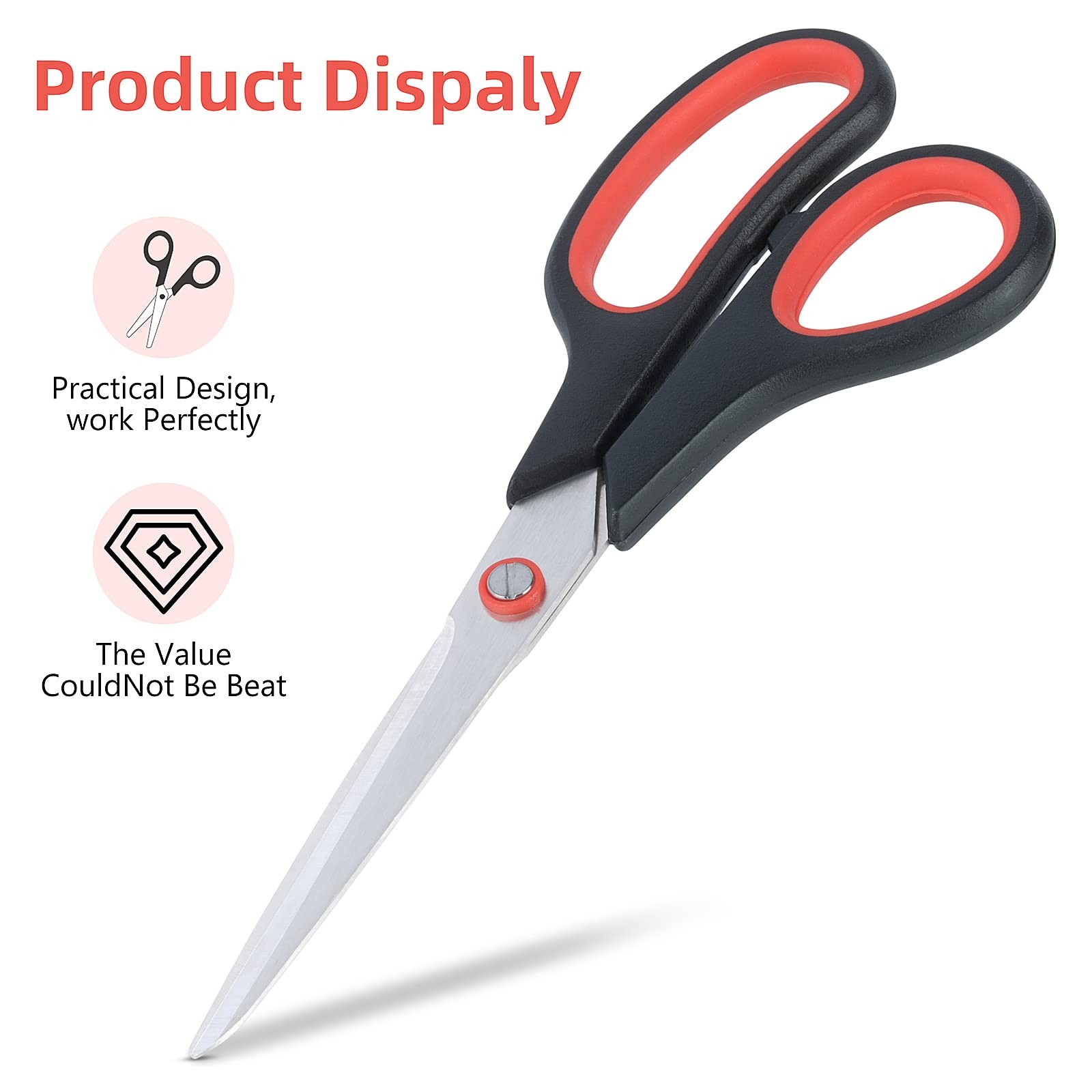 Heavy Duty 8-inch All-Purpose Scissors – 24 Bulk Pack for Office, Home, Craft