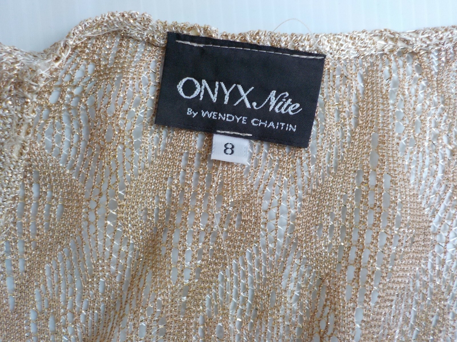Vintage Onyx Nite dress gold metallic fringe evening occasion SZ 8
