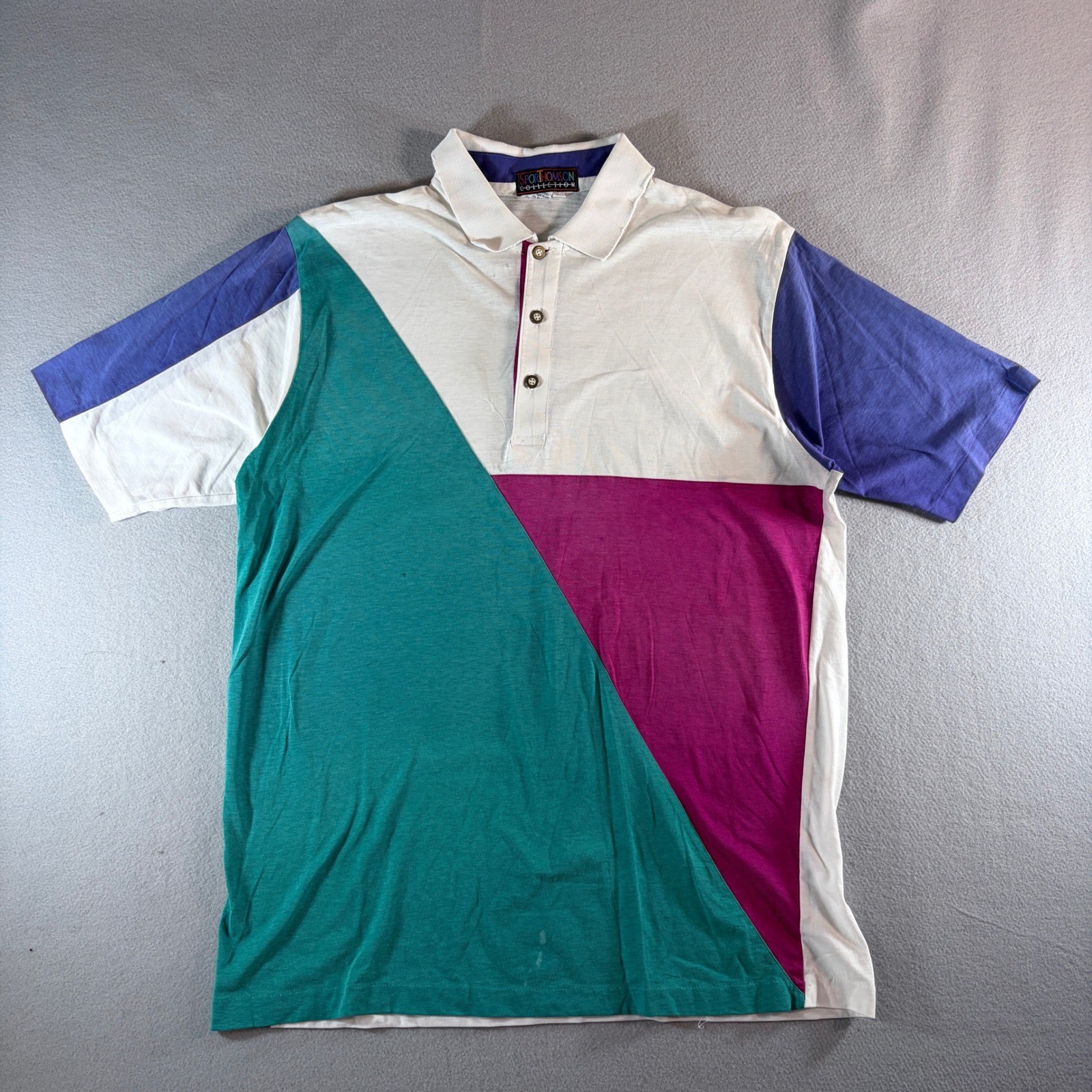 Sport Thomson Collection Vintage 90s Colorblock Polo Shirt Womens Large Multi