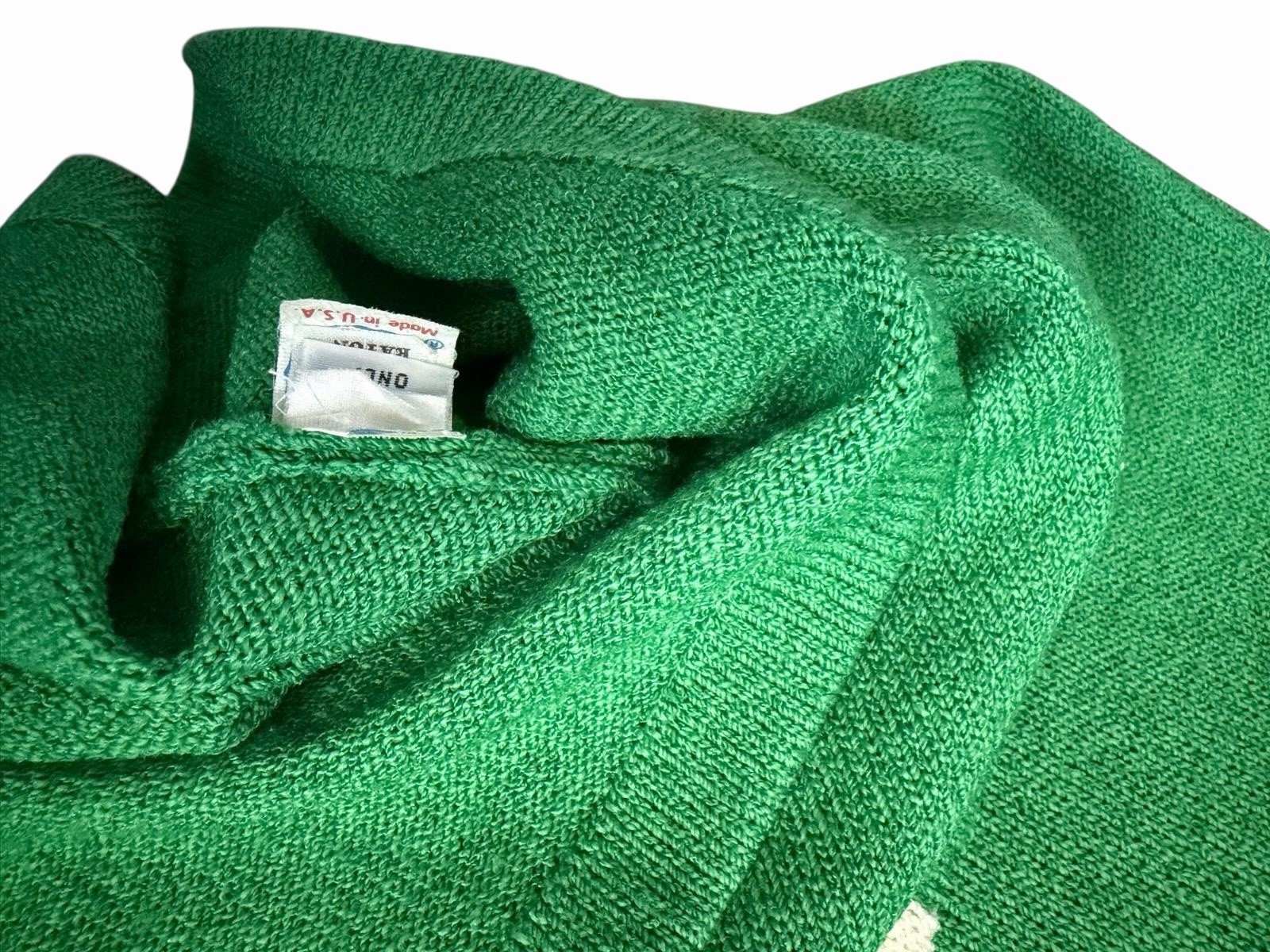 Adolfo vintage green knit polo dress with white trim and gold-tone buttons