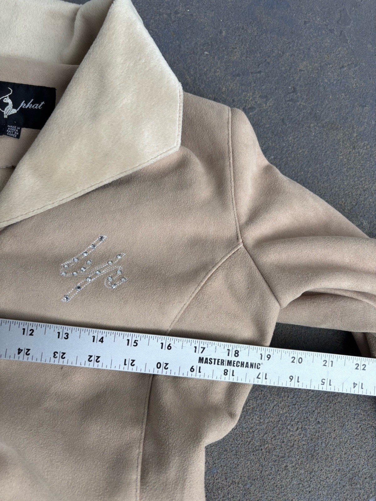 VTG Y2K Baby Phat Faux Suede/Fur Rhinestone Shawl Collar Jacket.small