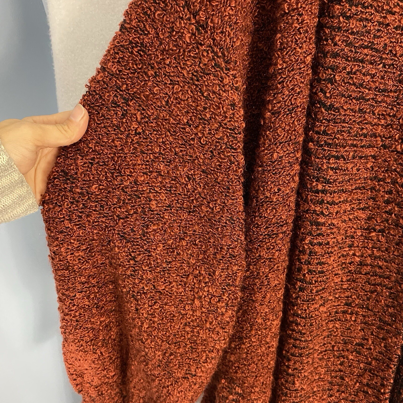 VTG Womens Cardigan Duster Chunky Knit Long Sweater Coat Burnt Orange M 80s 90s