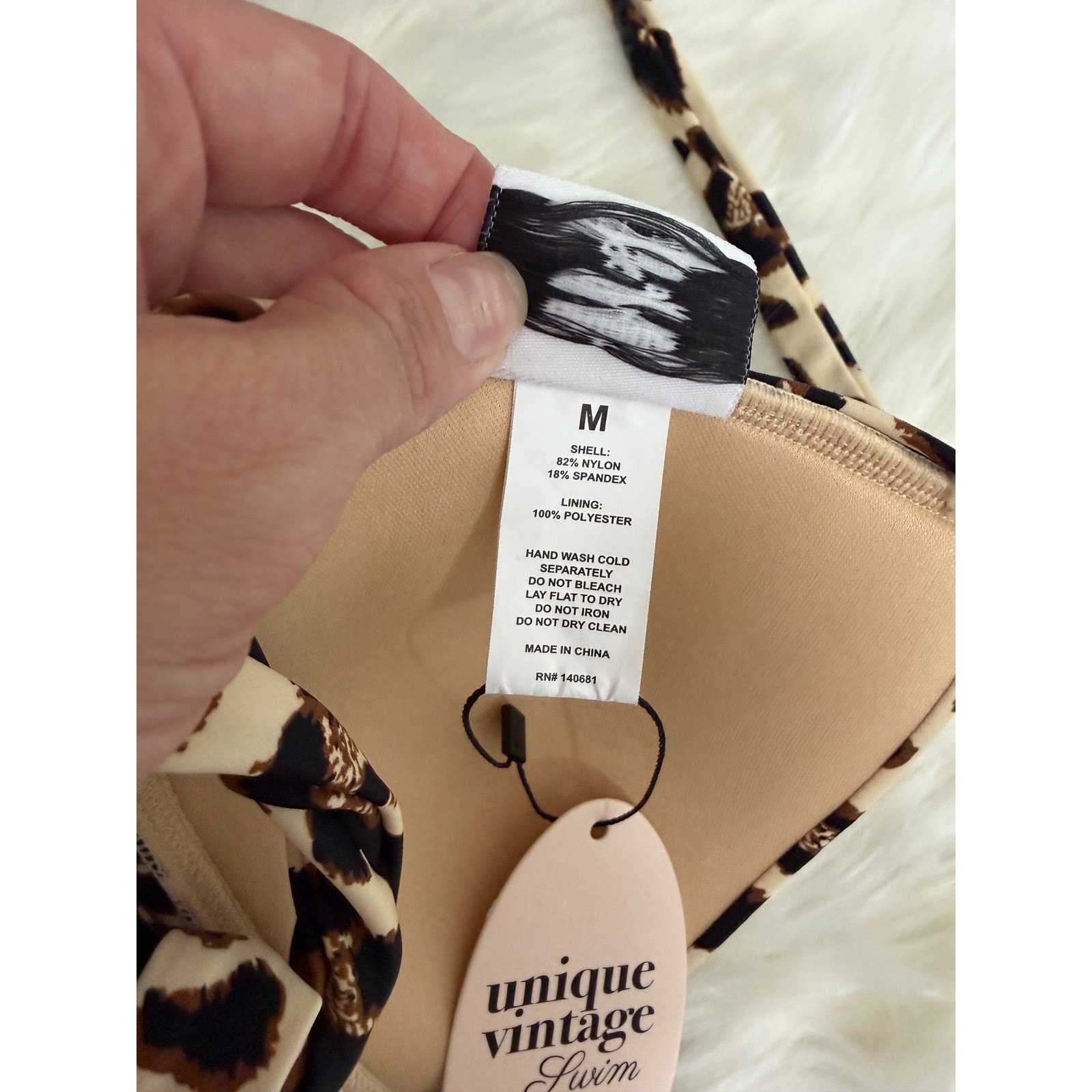 NWT – Unique Vintage – Monroe Leopard Print Bikini Top Sz M *TOP ONLY*